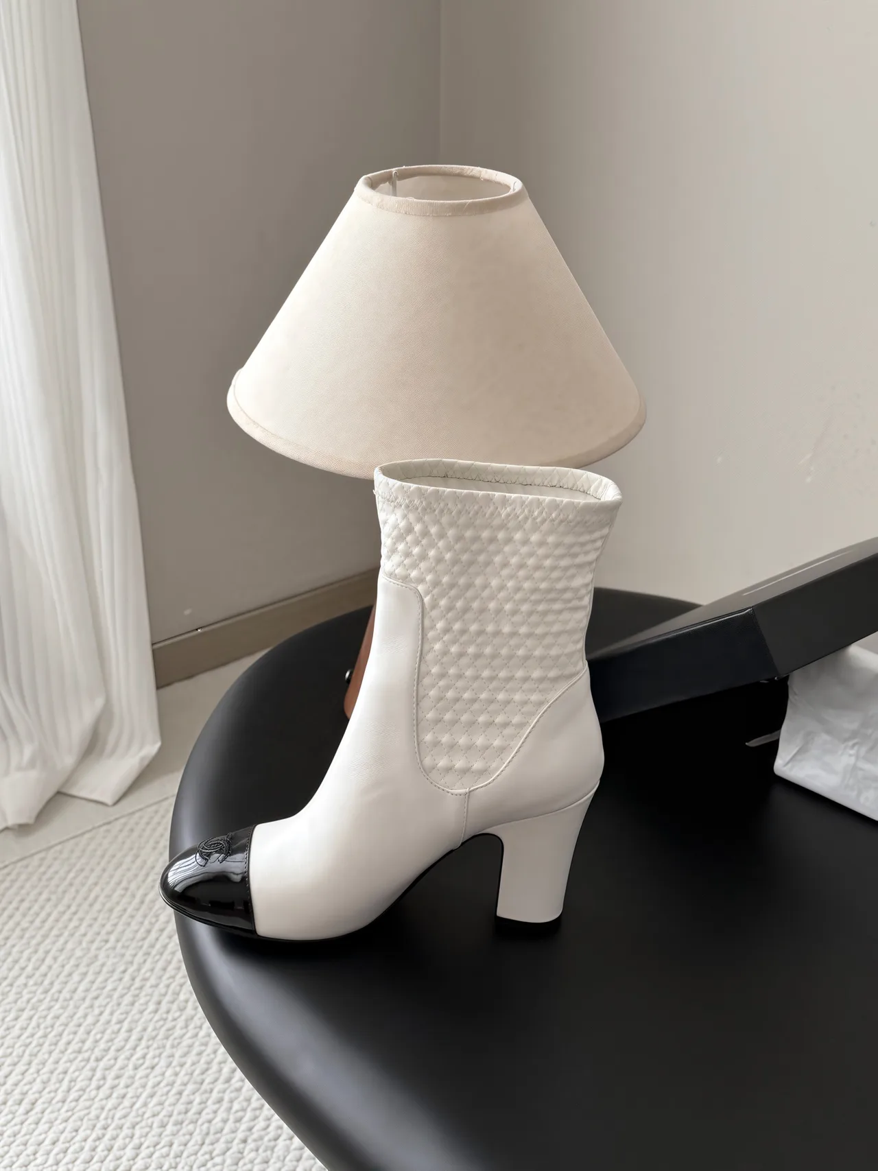 Chanel Cowhide Ankle Boots in White · view 6