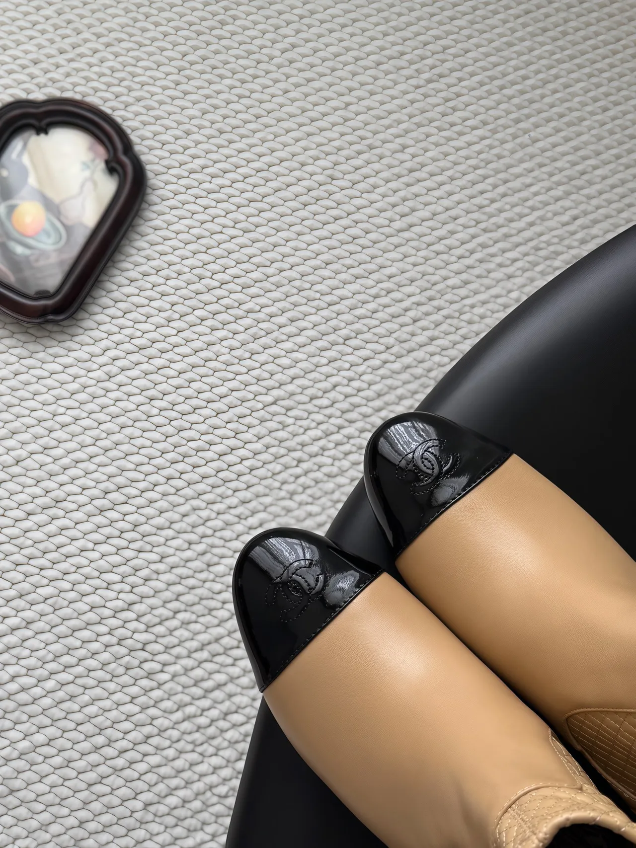 Chanel Cowhide Boots in Beige · view 8