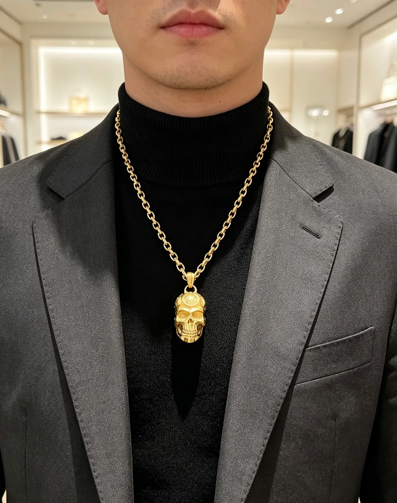 Gucci Glossy Skull Pendant Necklace in Gold · view 7