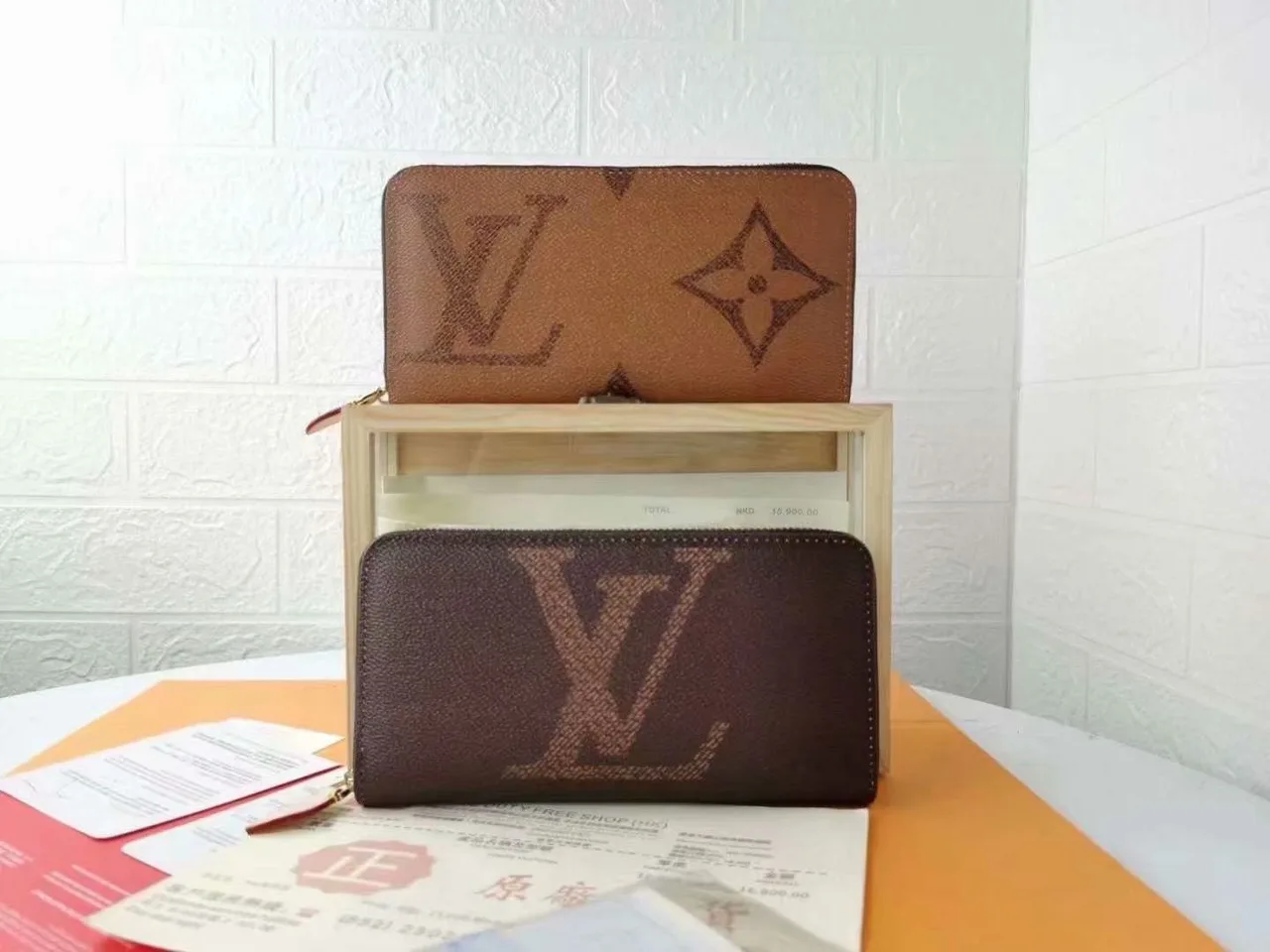 Louis Vuitton Giant Monogram Zip Wallet in Brown · view 1