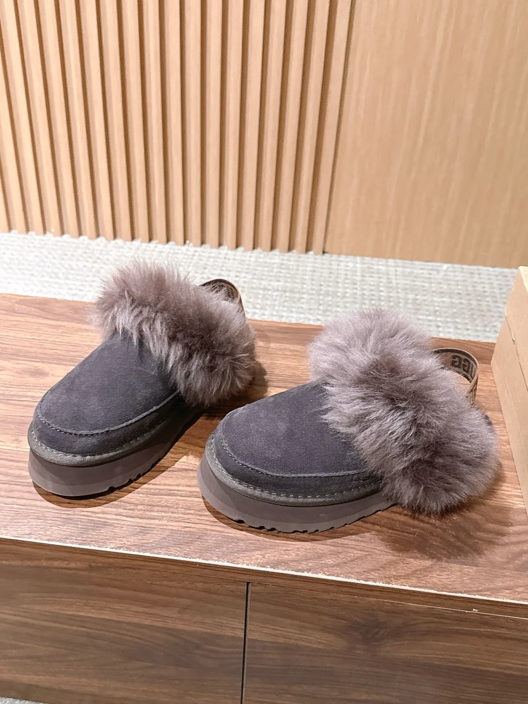 UGG Suede-Look Mules in Grey · view 2