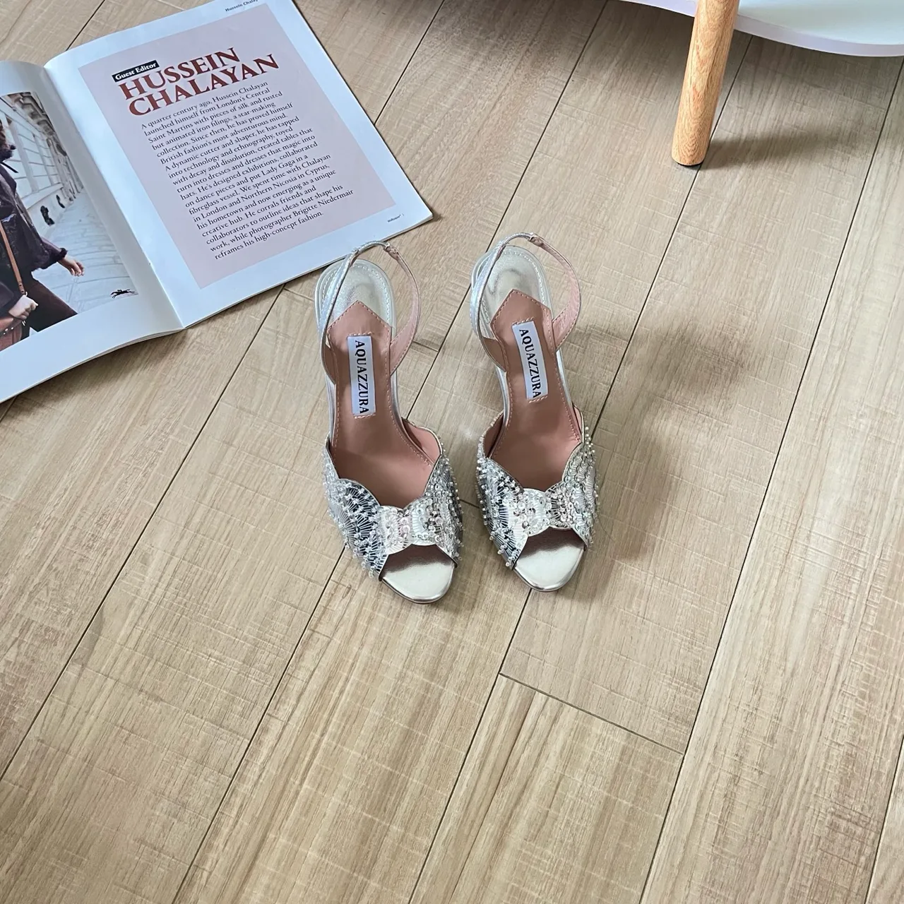 Aquazzura Sheepskin Sandals in Silver · view 1