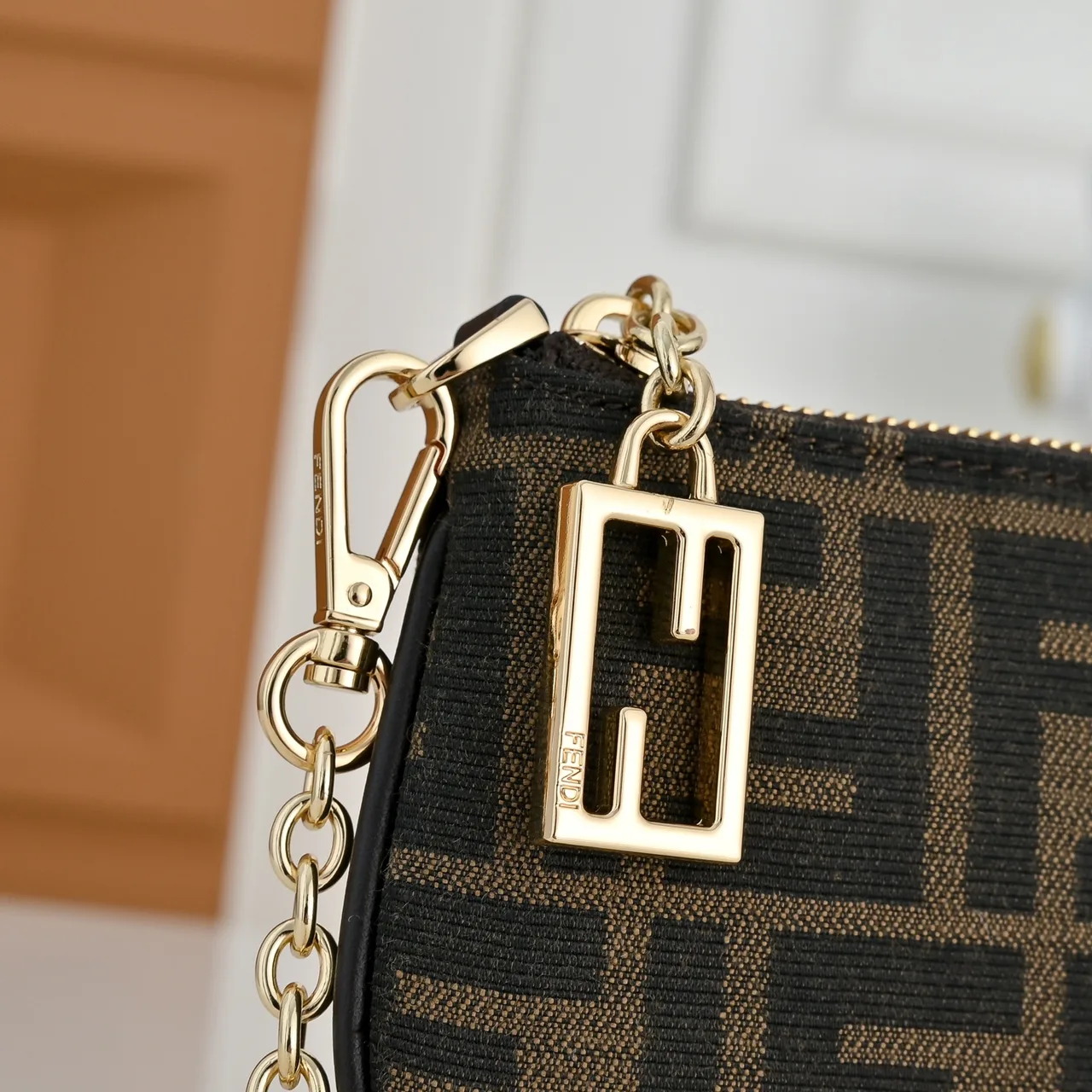 Fendi Chain Pouch in Brown · view 5