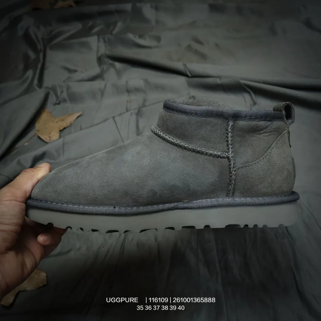 UGG Wool Suede-Look Round-Toe Ankle Boots in Grey · view 3