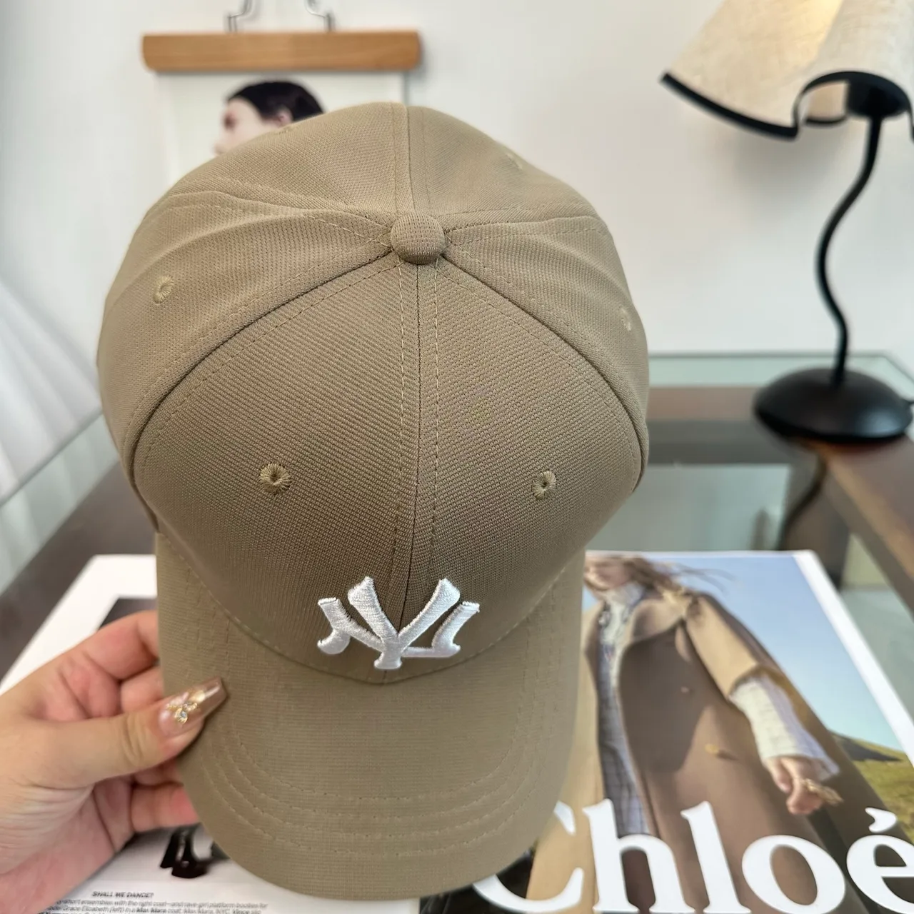 New Era Embroidered Baseball Cap in Tan · view 5