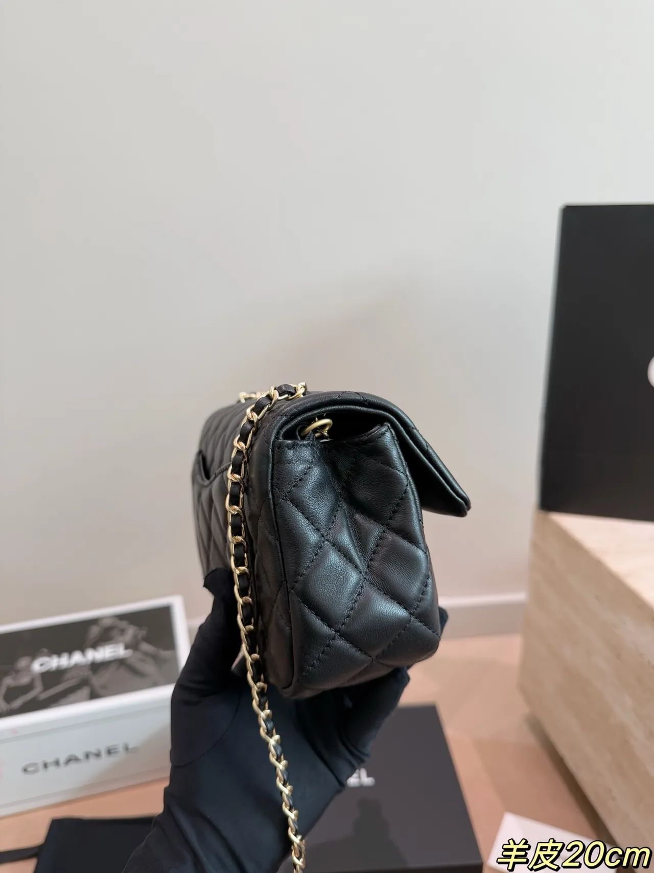 Chanel Lambskin Flap Shoulder Bag in Black · view 7