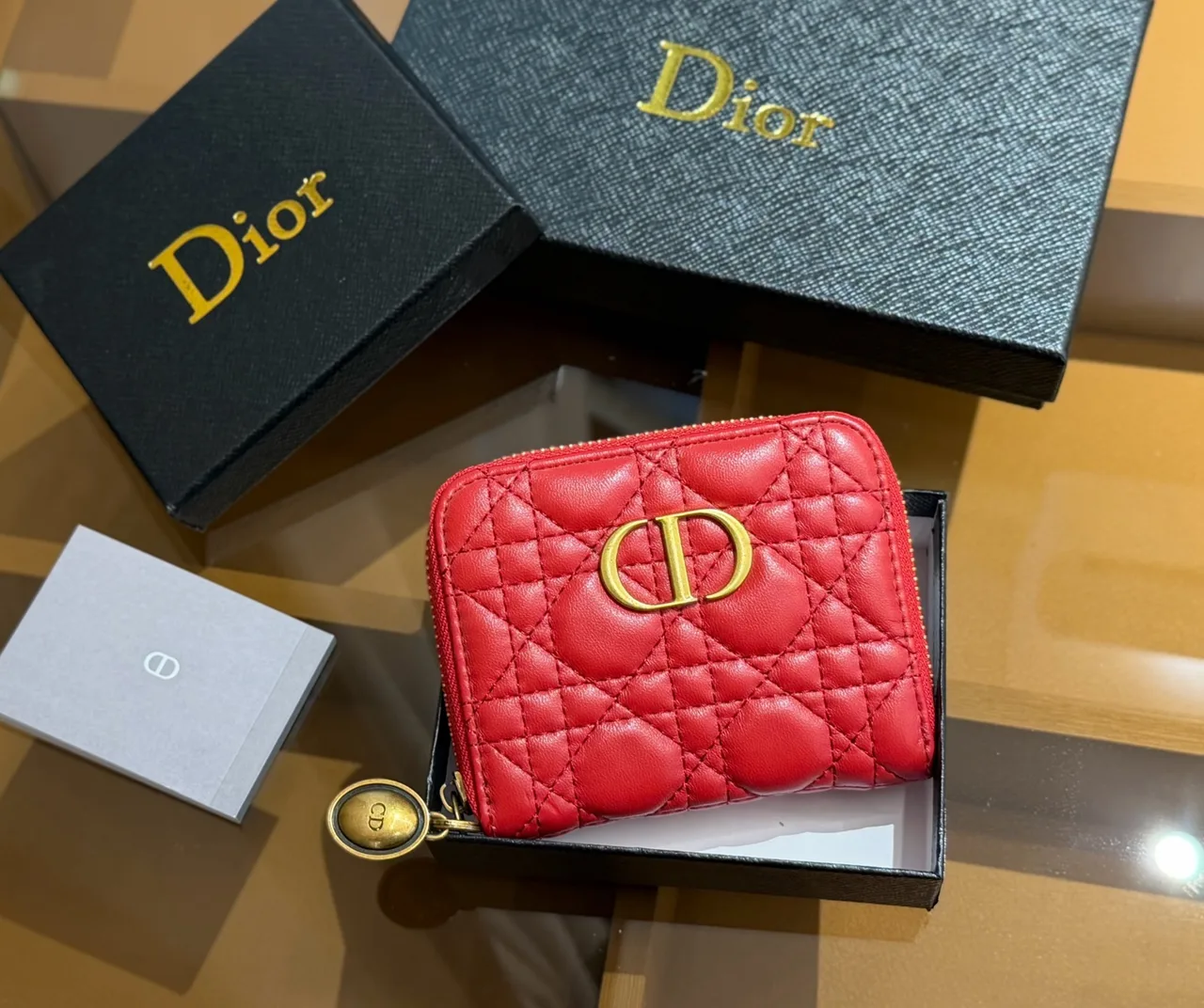 Dior CD zip wallet in White & Pink & Beige & Burgundy & Red & Black & Grey · view 5