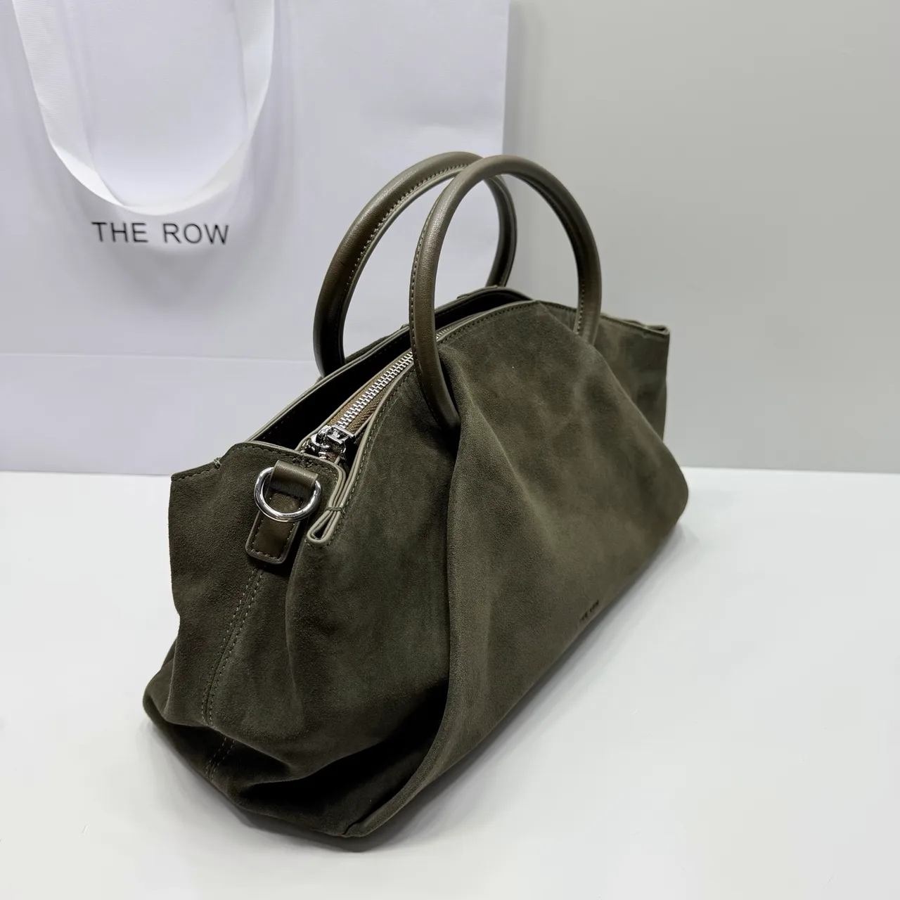 The Row Suede-Look Top-Handle Bag in Green · view 4