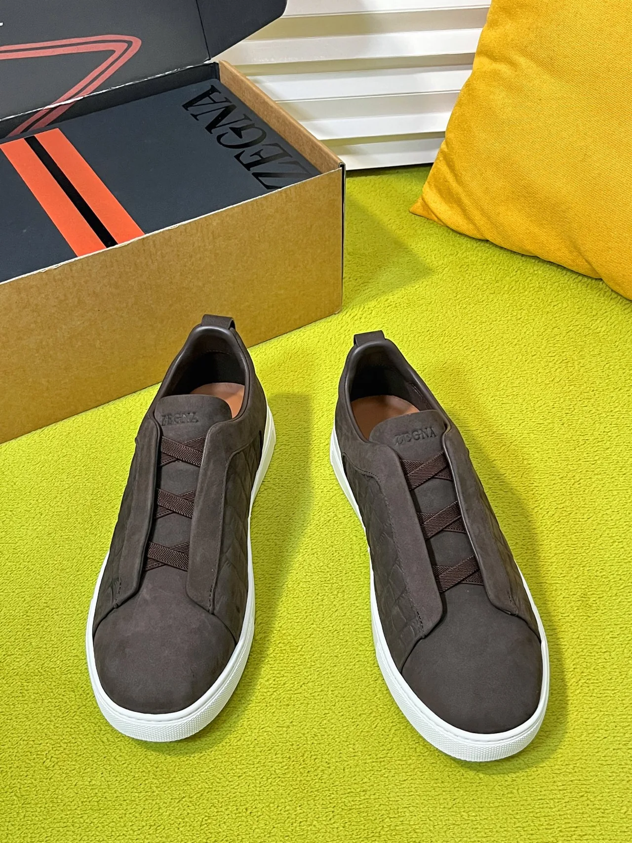 Zegna Triple Stitch Sneakers in Brown · view 2
