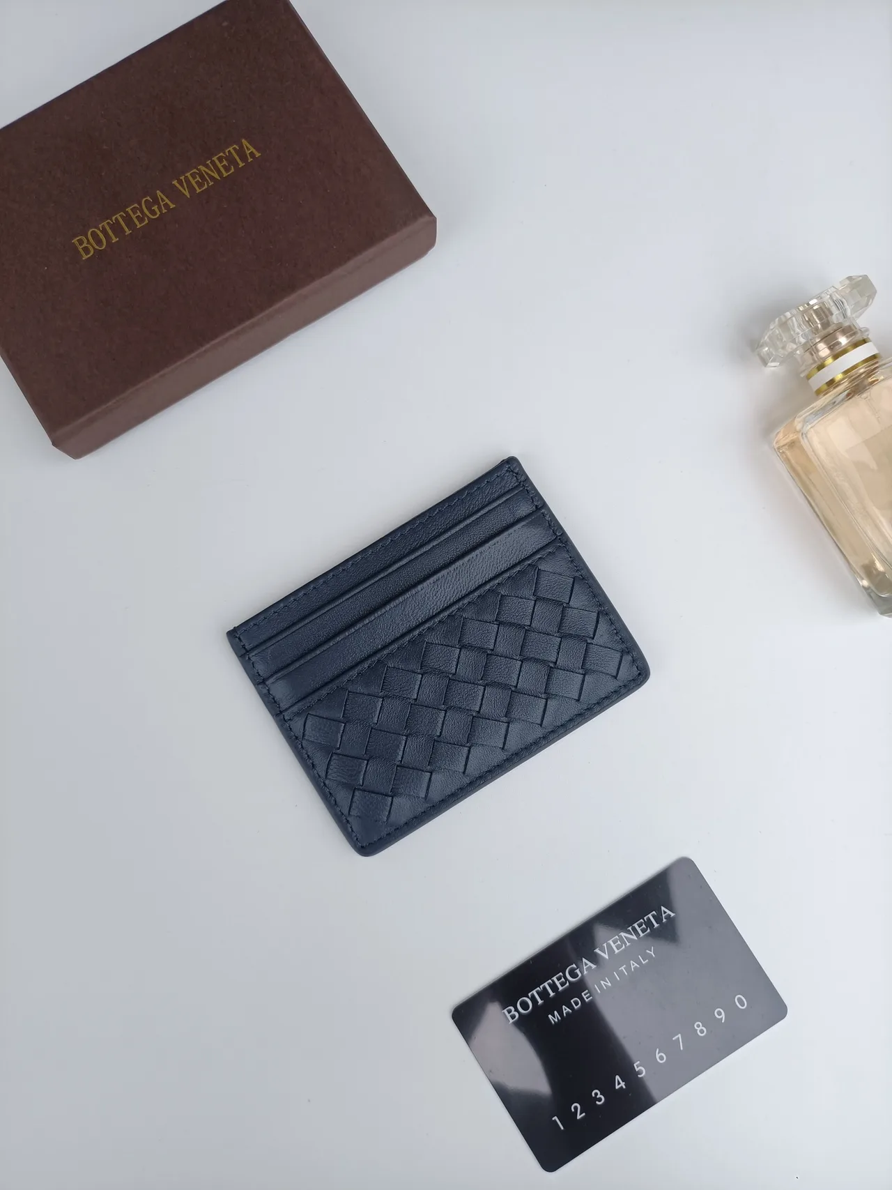 Bottega Veneta Woven Cardholder in Blue · view 1