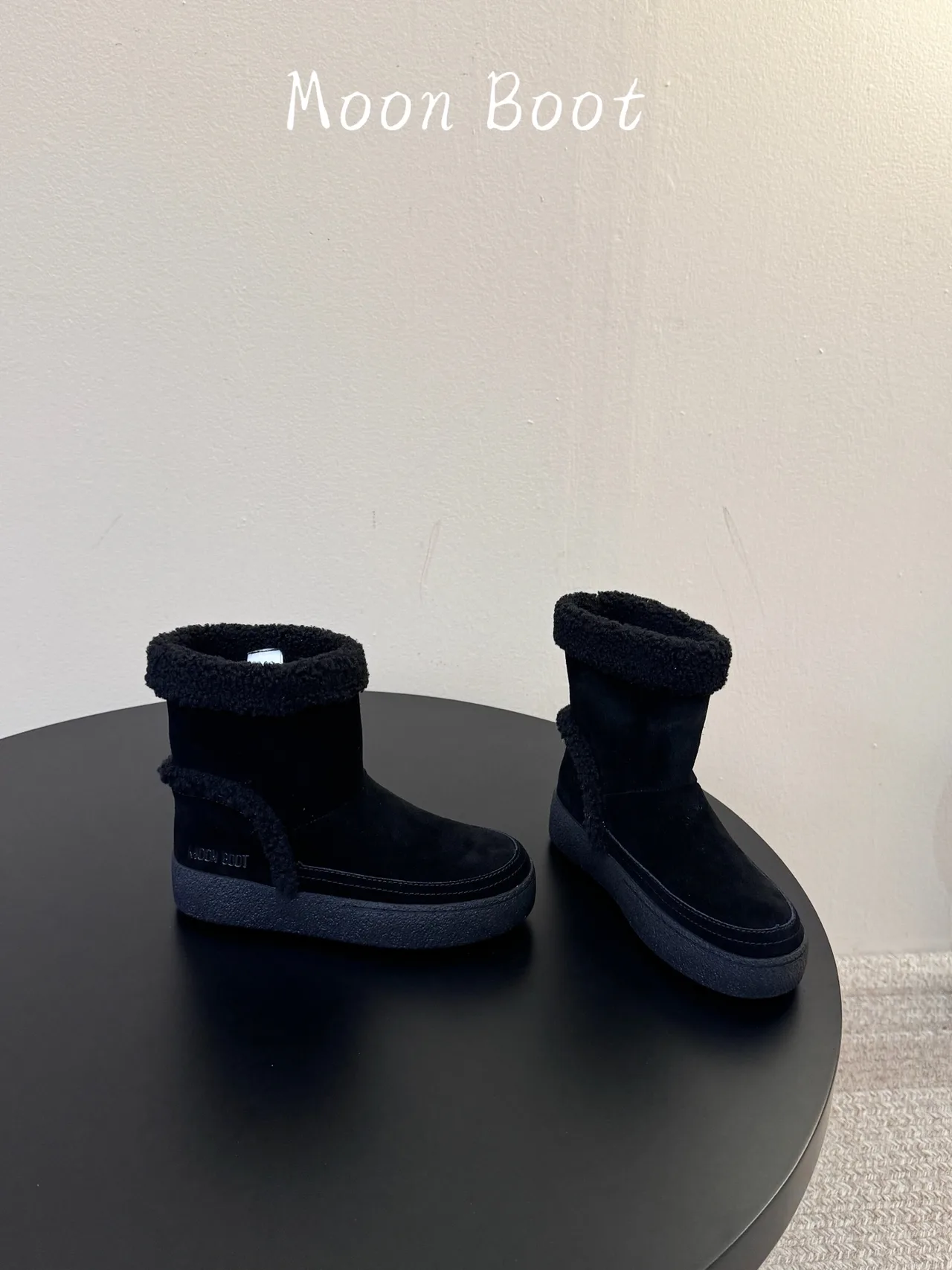 Moon Boot Cowhide Ankle Boots in Black · view 4