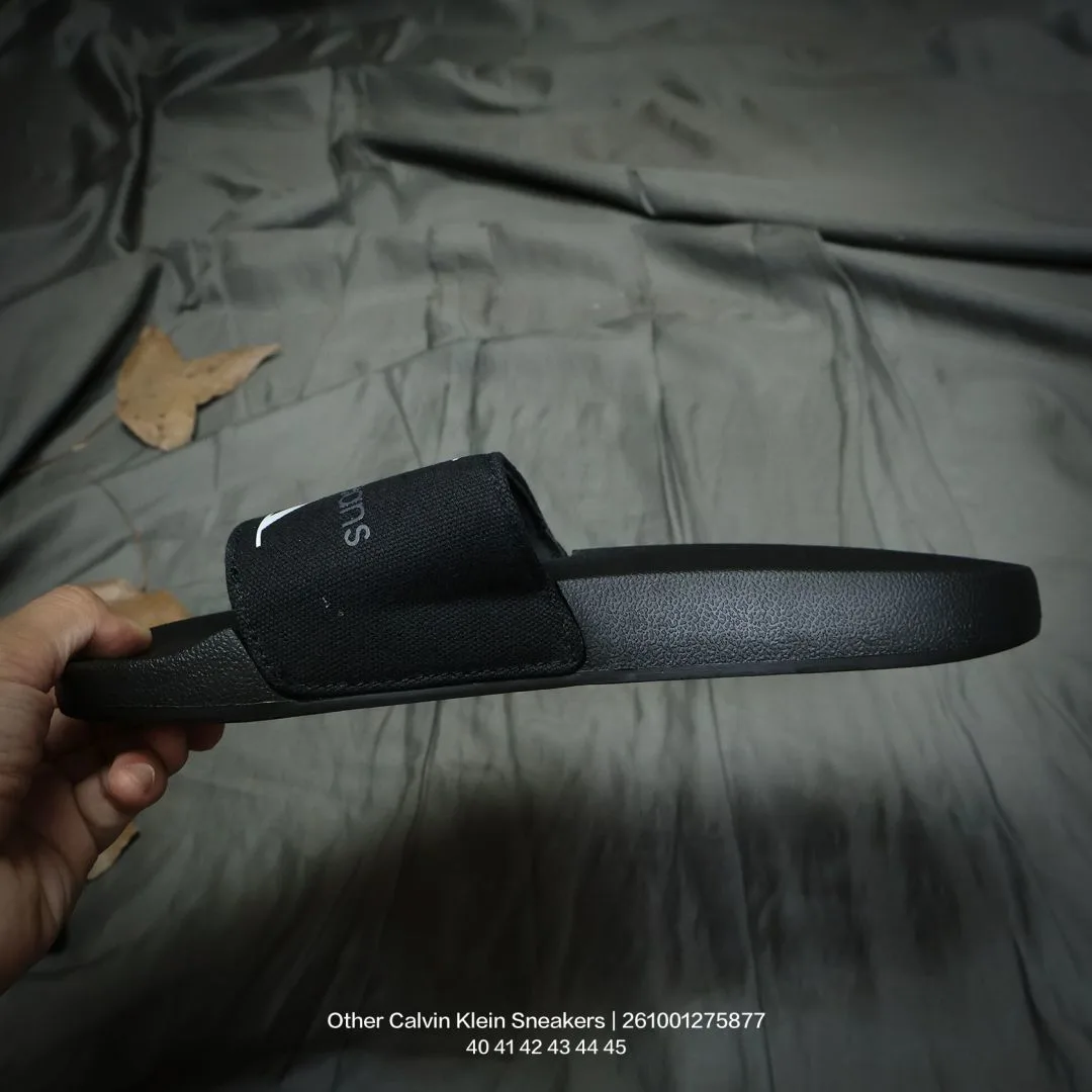Calvin Klein CK Logo Slides in Black · view 3