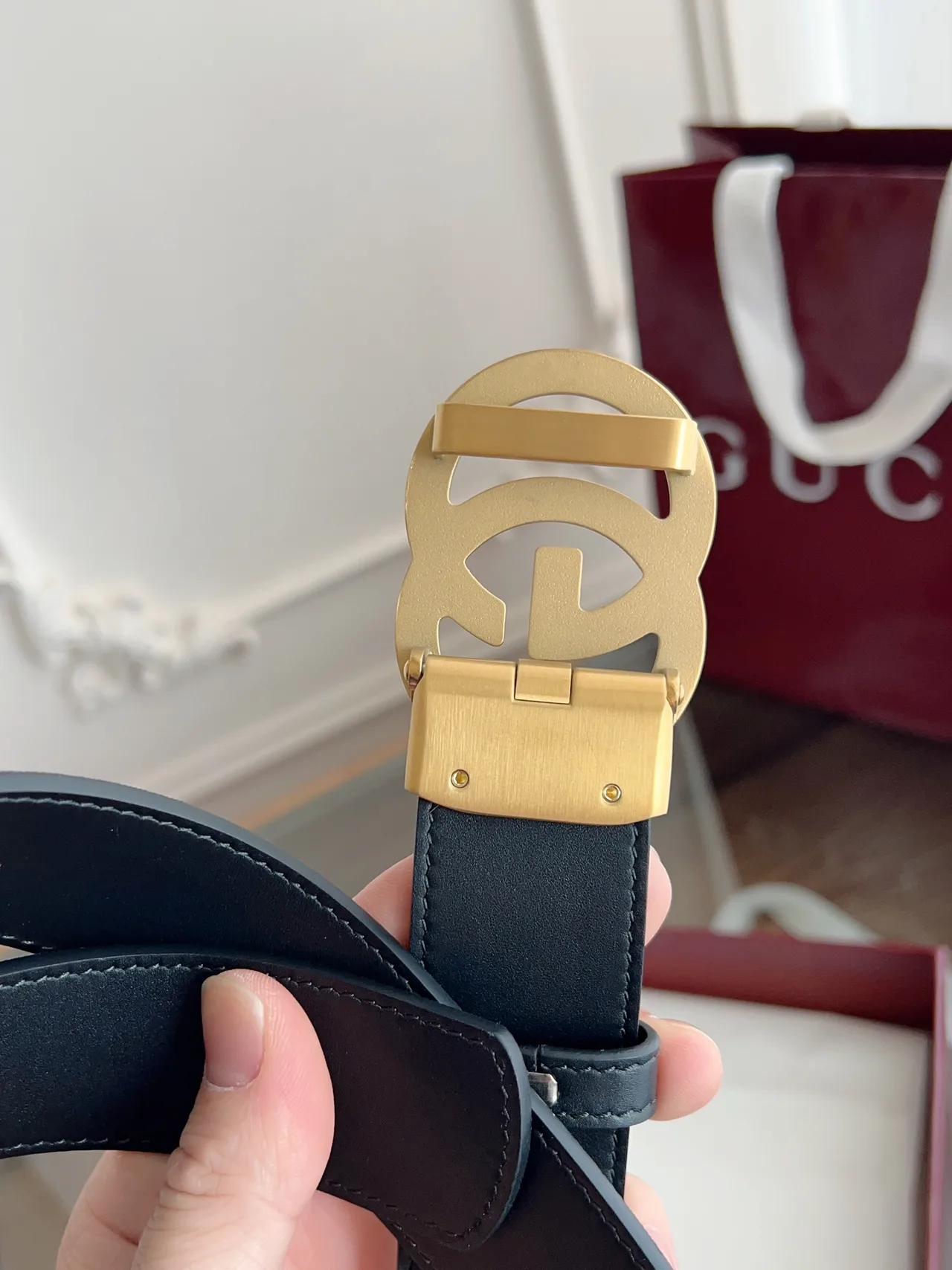 Gucci Cowhide Woven GG Automatic Belt in Grey · view 7