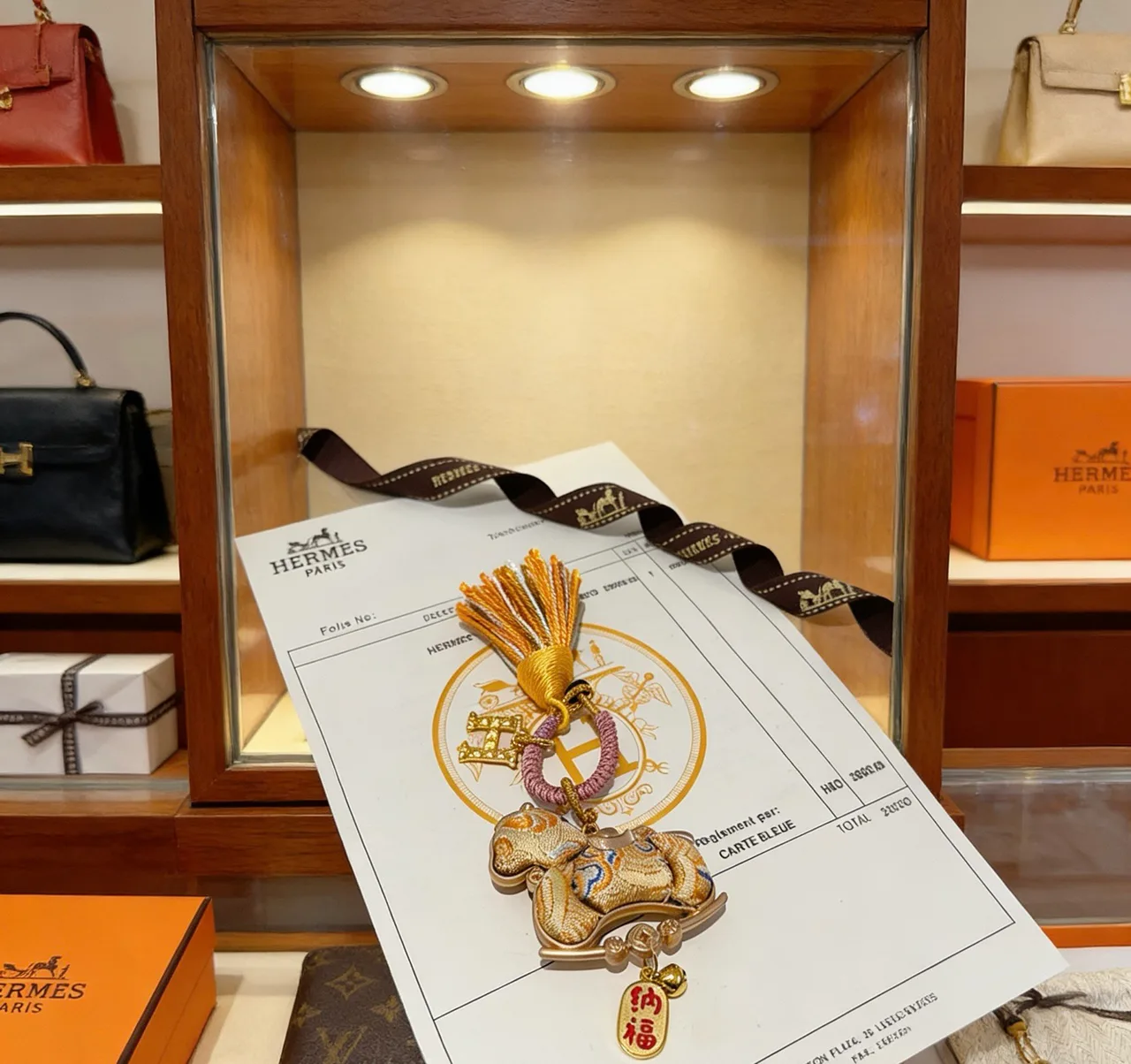 Hermes Smooth Horse Bag Charm in Gold · view 4