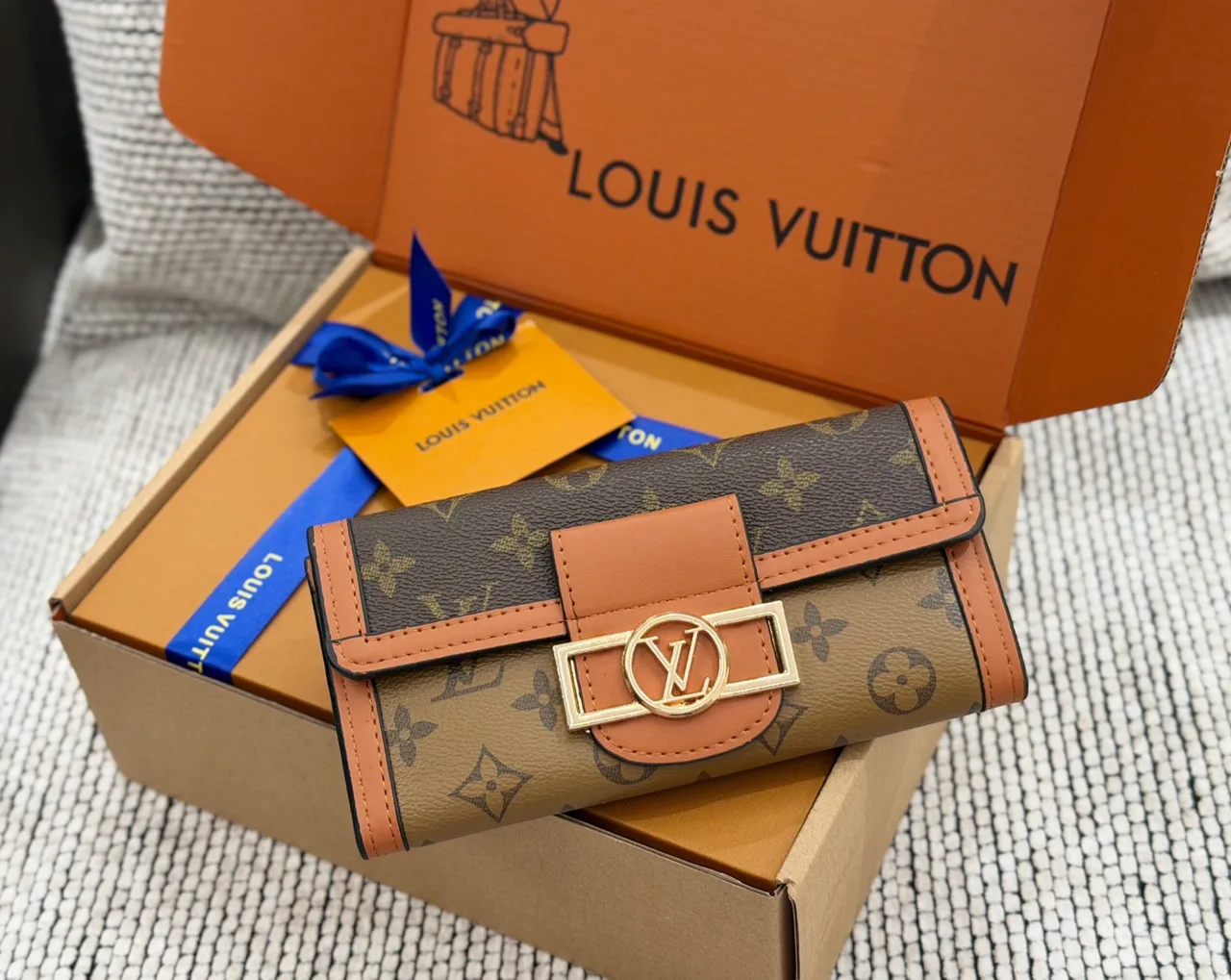 Louis Vuitton Long Wallet in White & Orange & Black & Beige & Brown · view 6