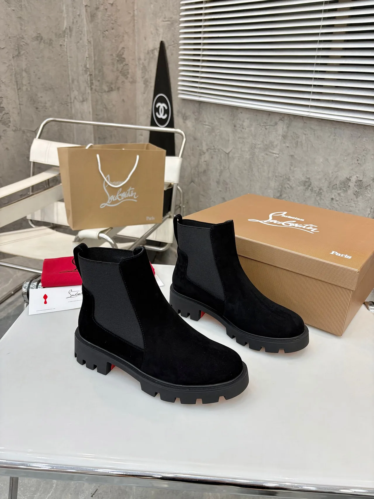 Christian Louboutin Chelsea Boots in Black & Brown & Grey · view 8