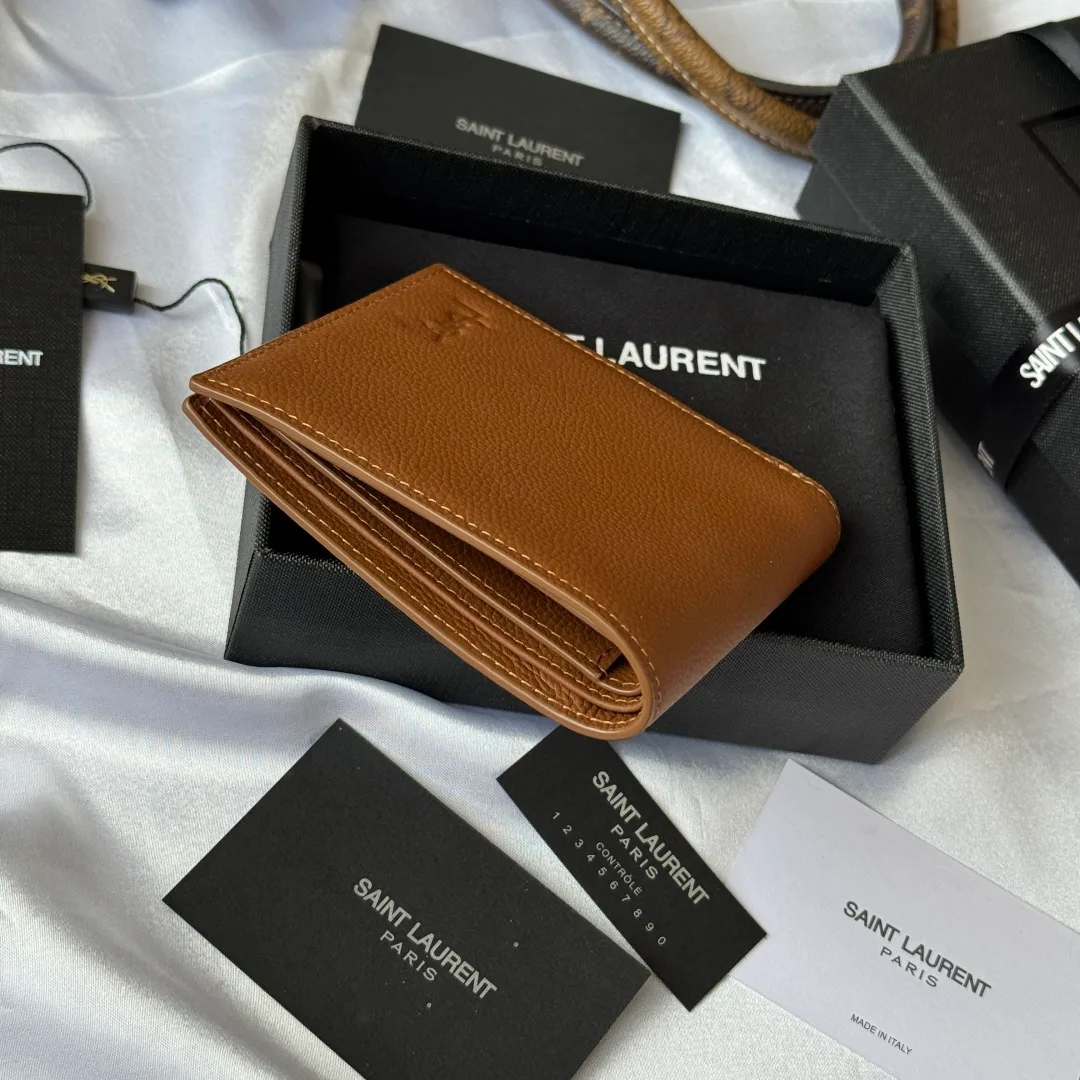 Saint Laurent Smooth Wallet in Tan · view 4