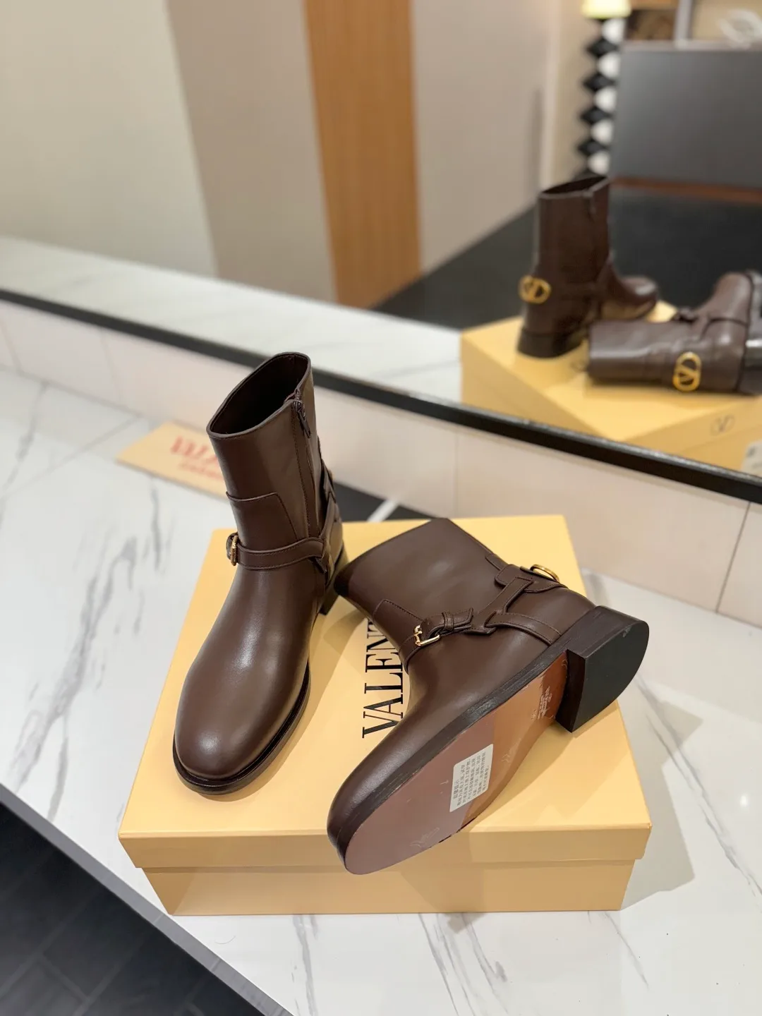 Valentino Calfskin Boots in Brown · view 5