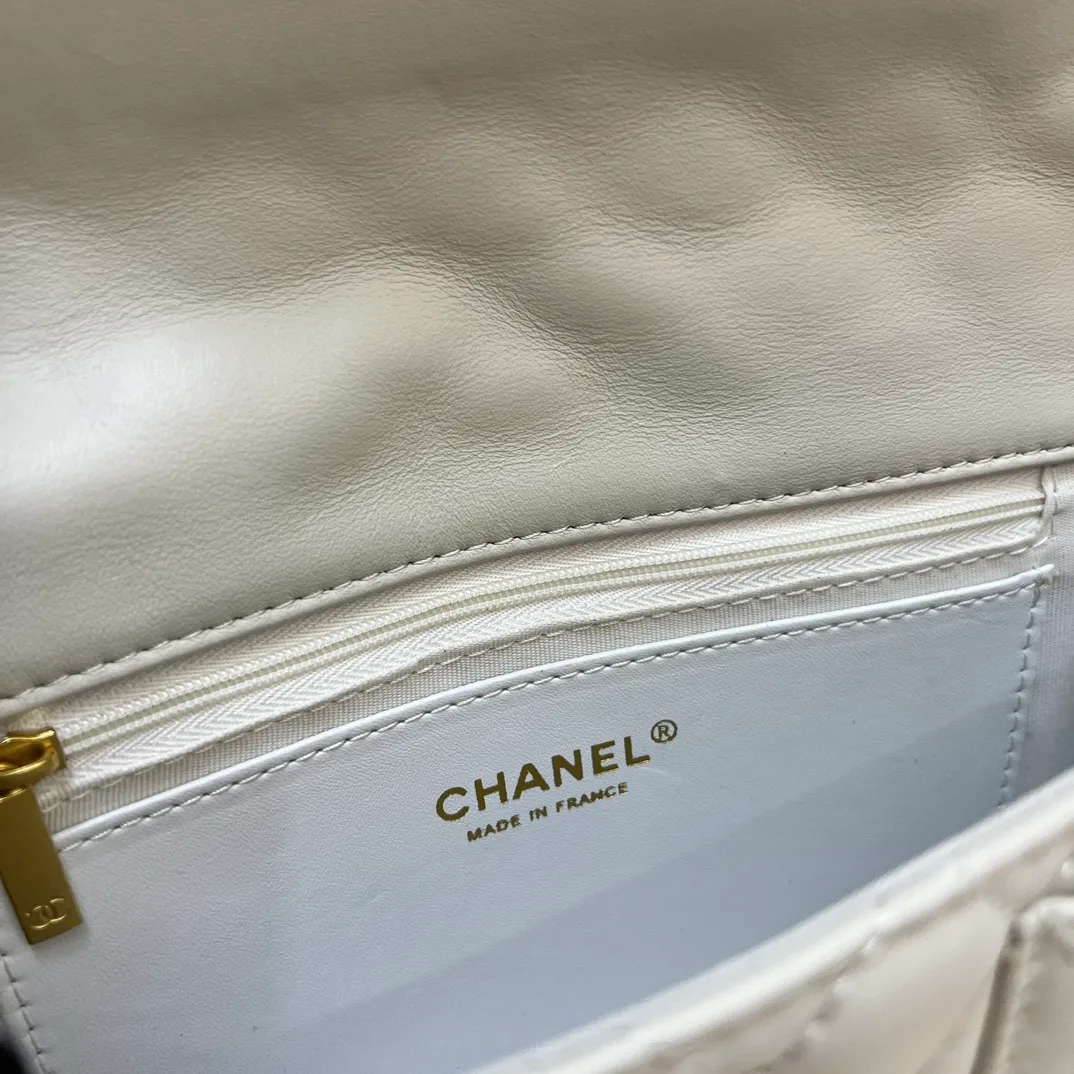 Chanel Quilted Clutch in White · view 8