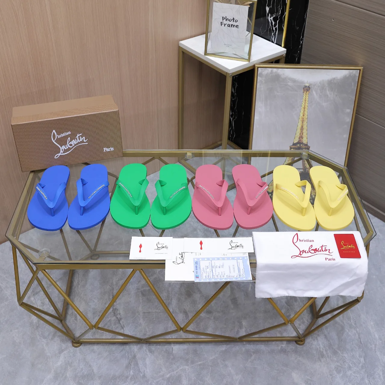 Christian Louboutin Flip-Flops in Blue & Green & Pink & Yellow · view 2