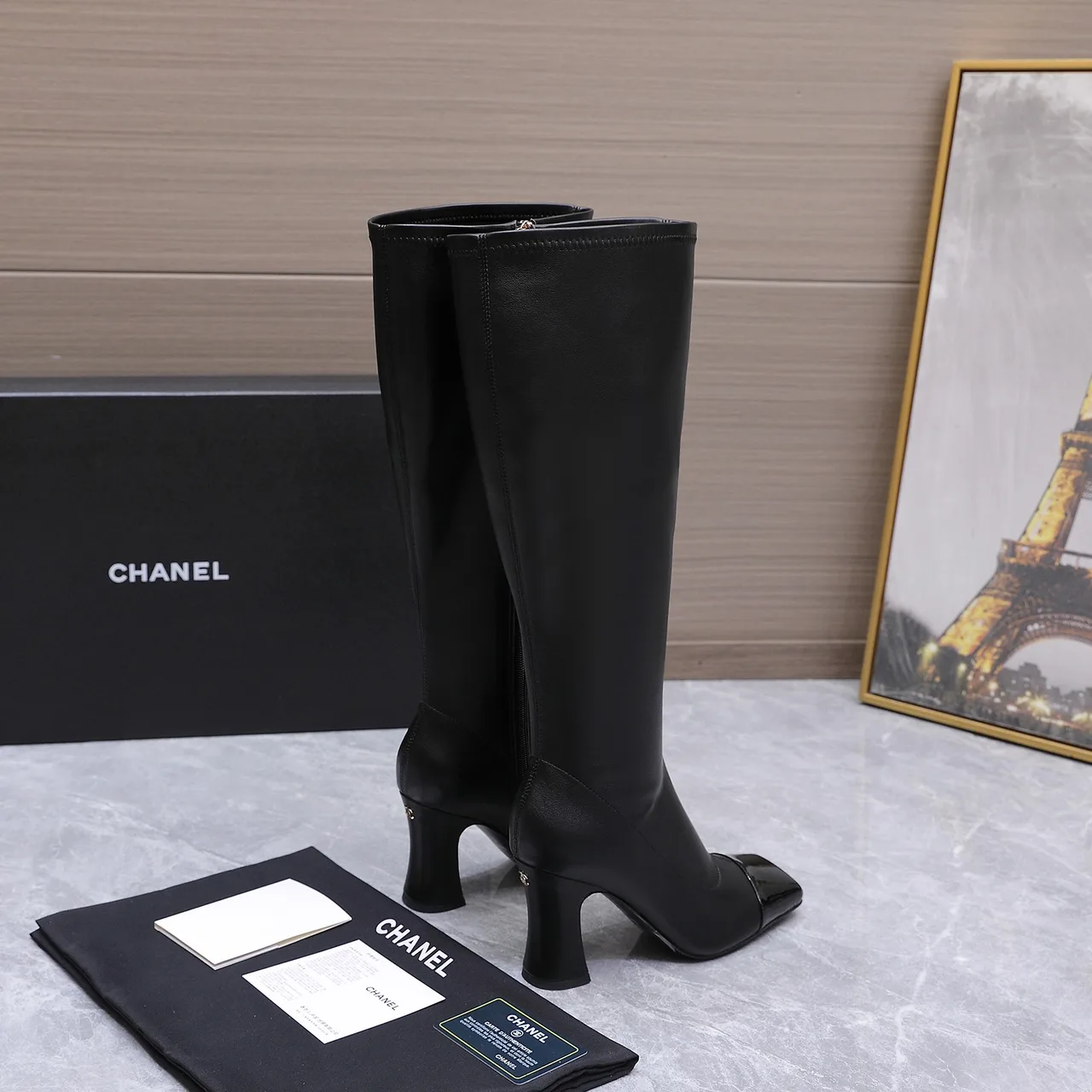 Chanel Cowhide Boots in Black · view 2