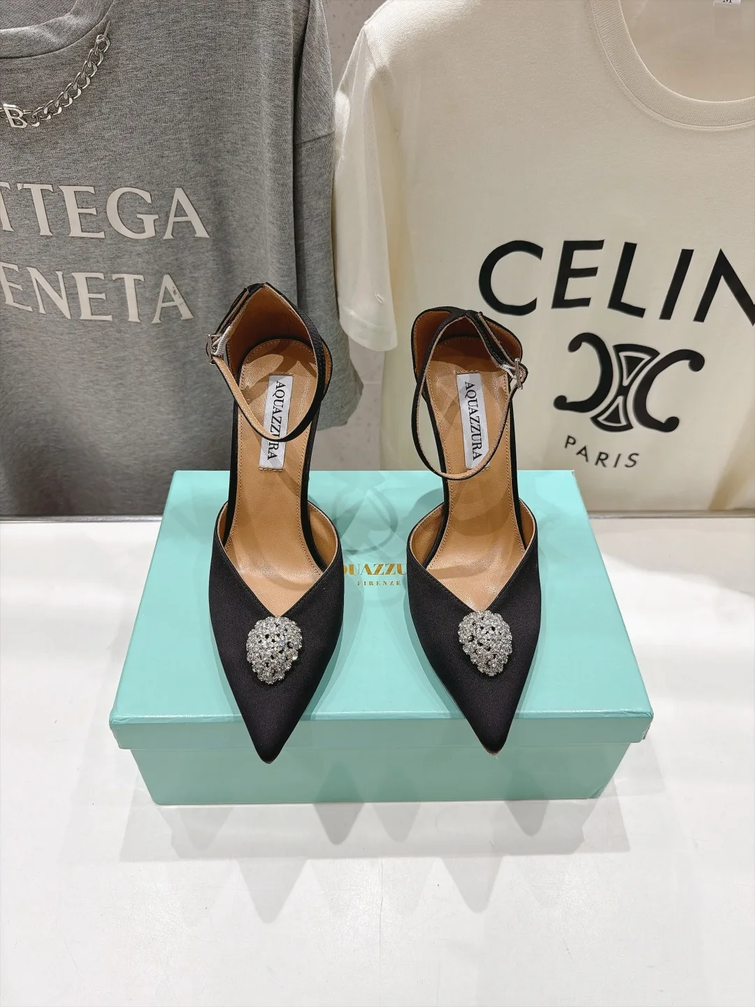 Aquazzura Silk Pointed Slingback Pumps in Black · view 1