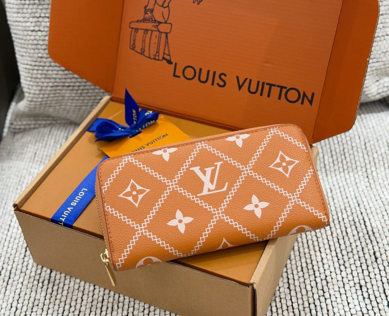 Louis Vuitton Long Wallet in White & Orange & Black & Beige & Brown · view 2