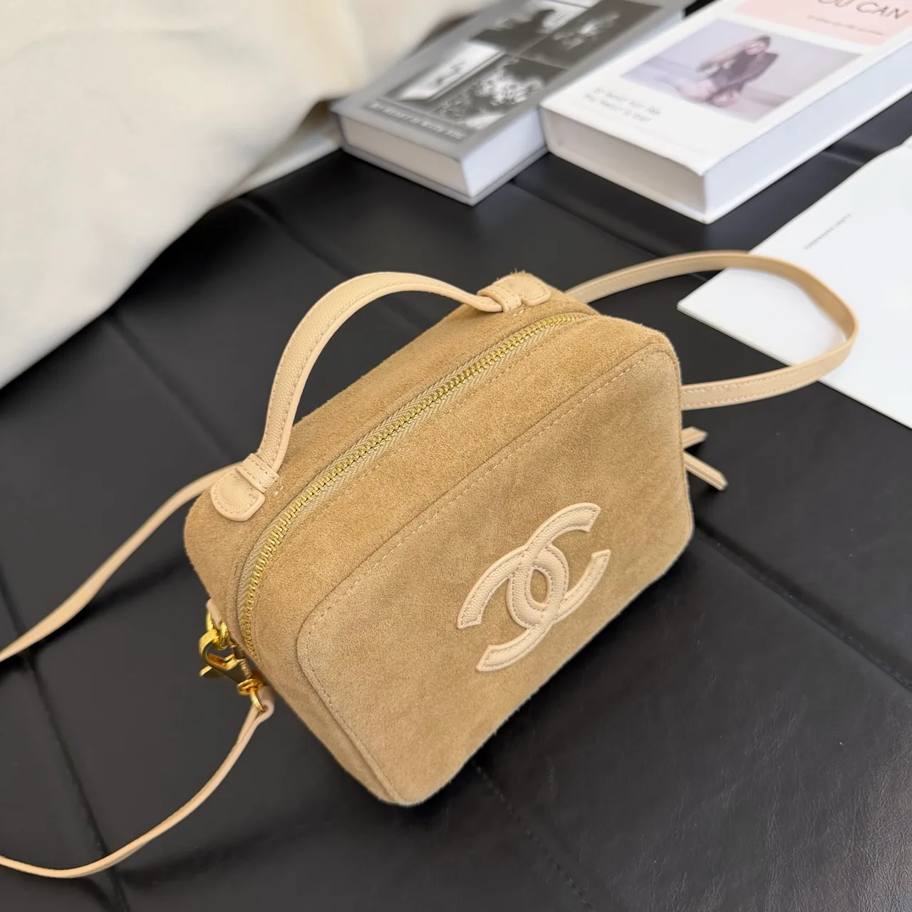 Chanel Quilted CC Vanity Bag in Beige · view 3
