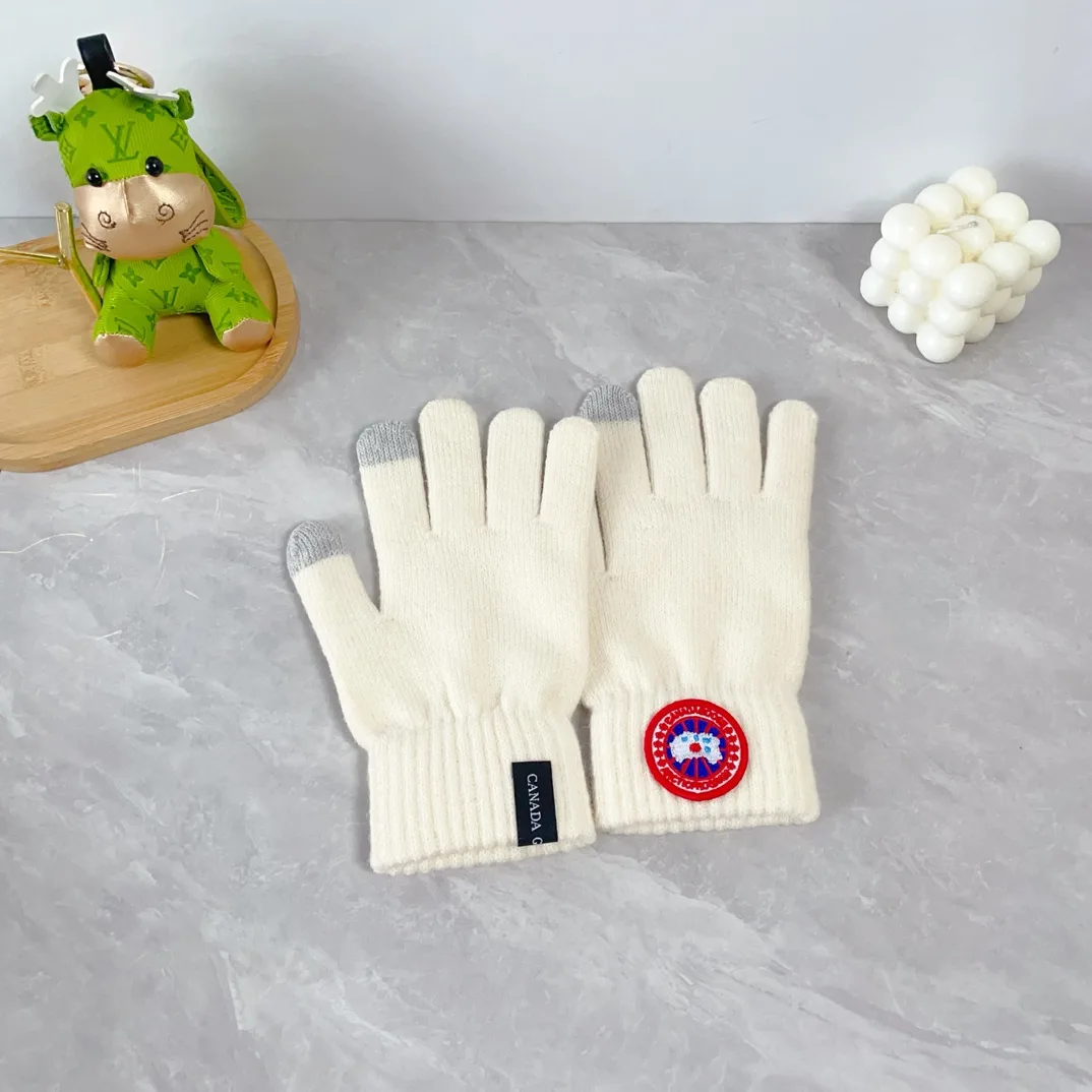 Canada Goose Wool Ribbed Hat Scarf and Gloves Set in White · view 6