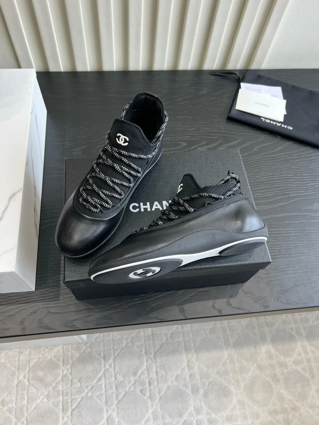 Chanel Sheepskin Sneakers in Black · view 4