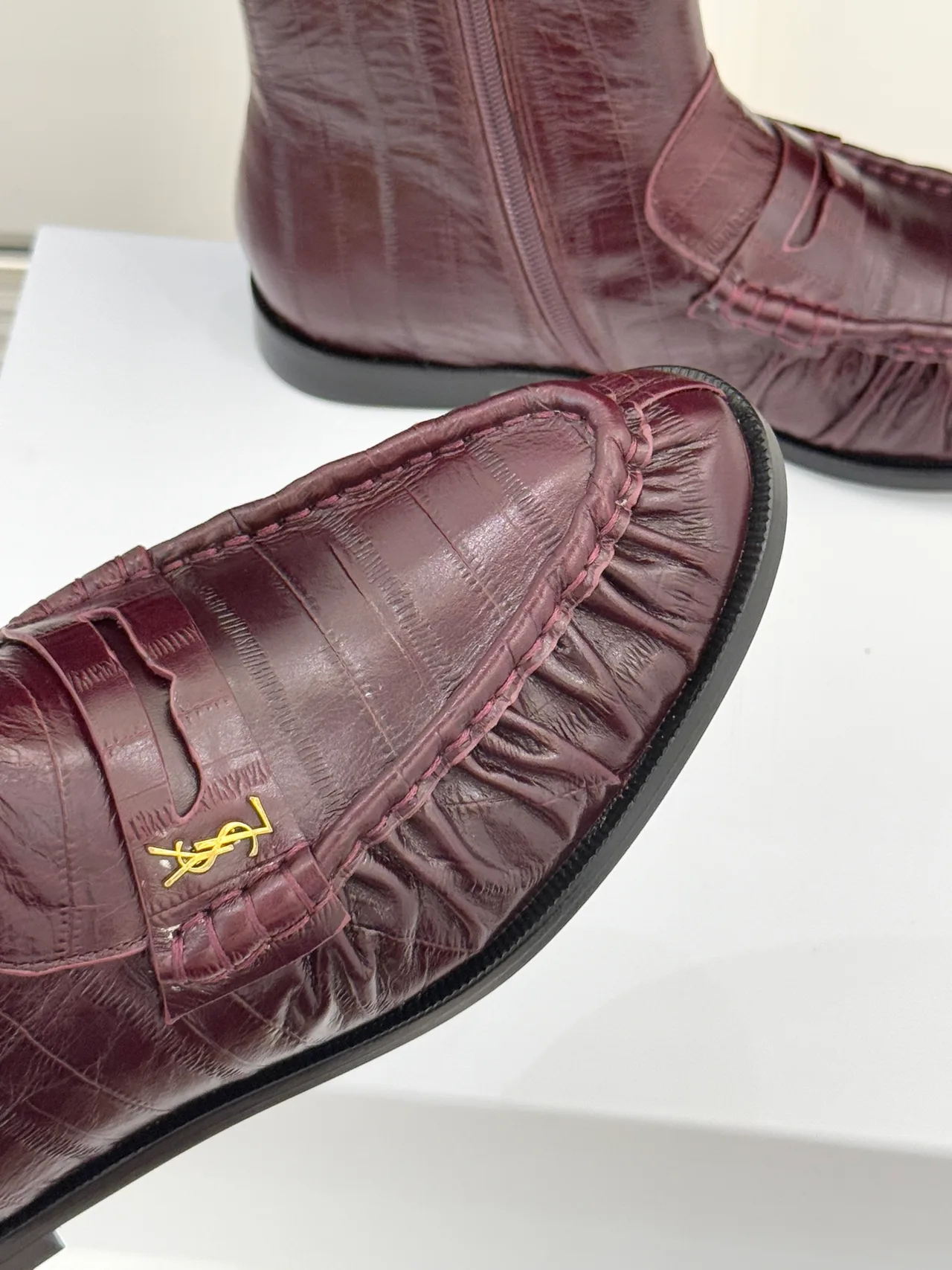 Saint Laurent Ankle Boots in Burgundy · view 7