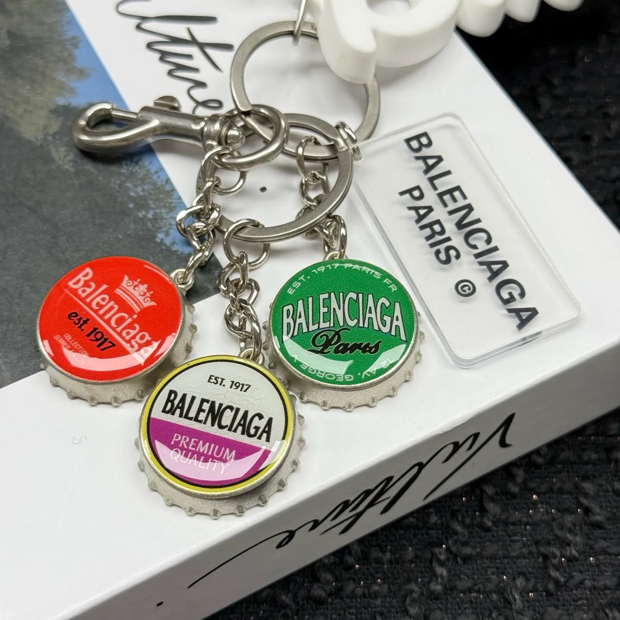Balenciaga Script Charm Chain in Silver · view 5