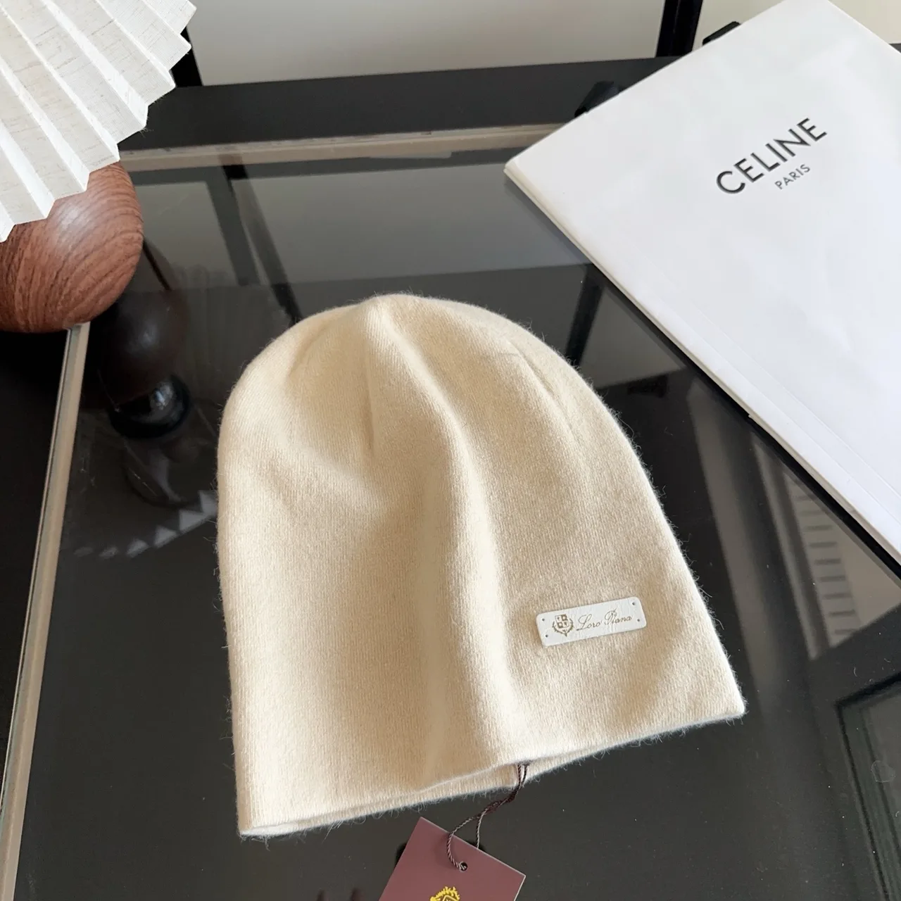 Celine Smooth Beanie in Cream · view 7