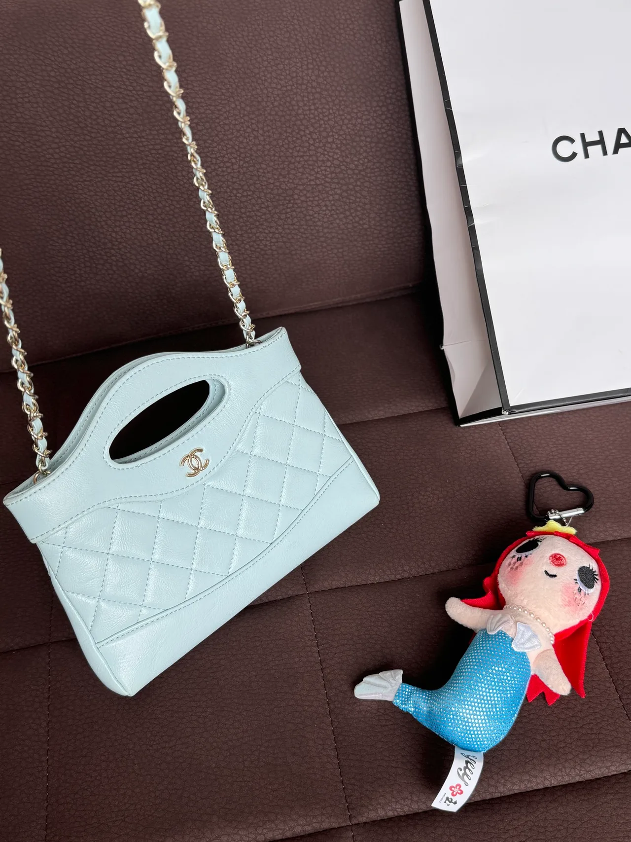 Chanel 31 Bag Nano Quilted Cutout-Handle Shoulder Bag in Blue · view 7