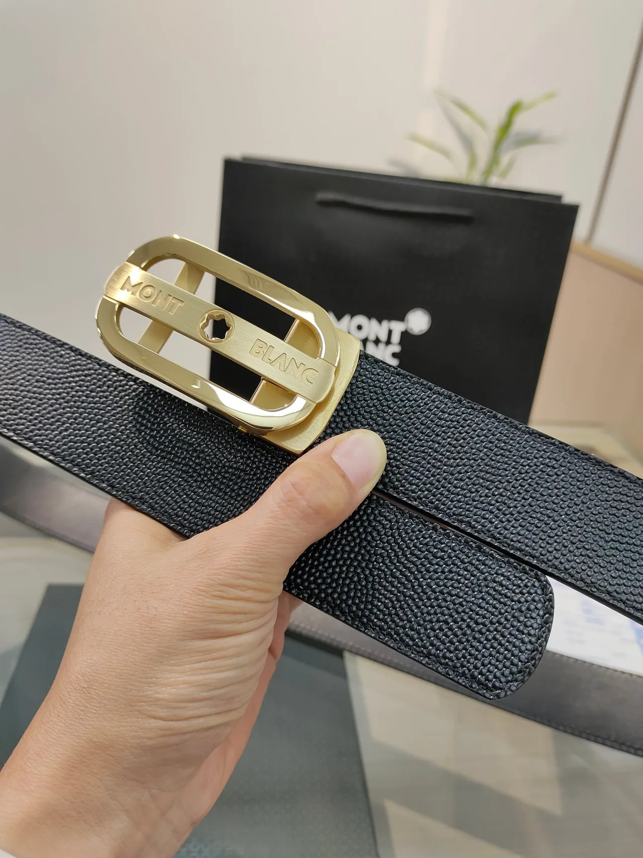 Montblanc Calfskin Belt in Black · view 3