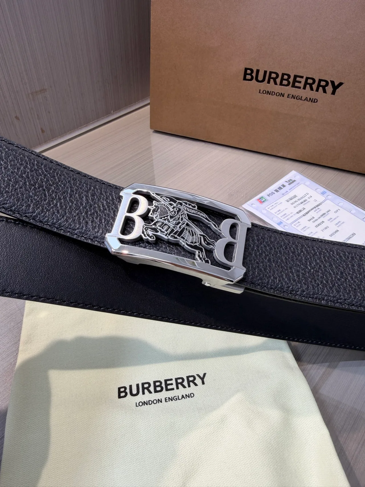 Burberry Calfskin Smooth Belt in Black · view 5