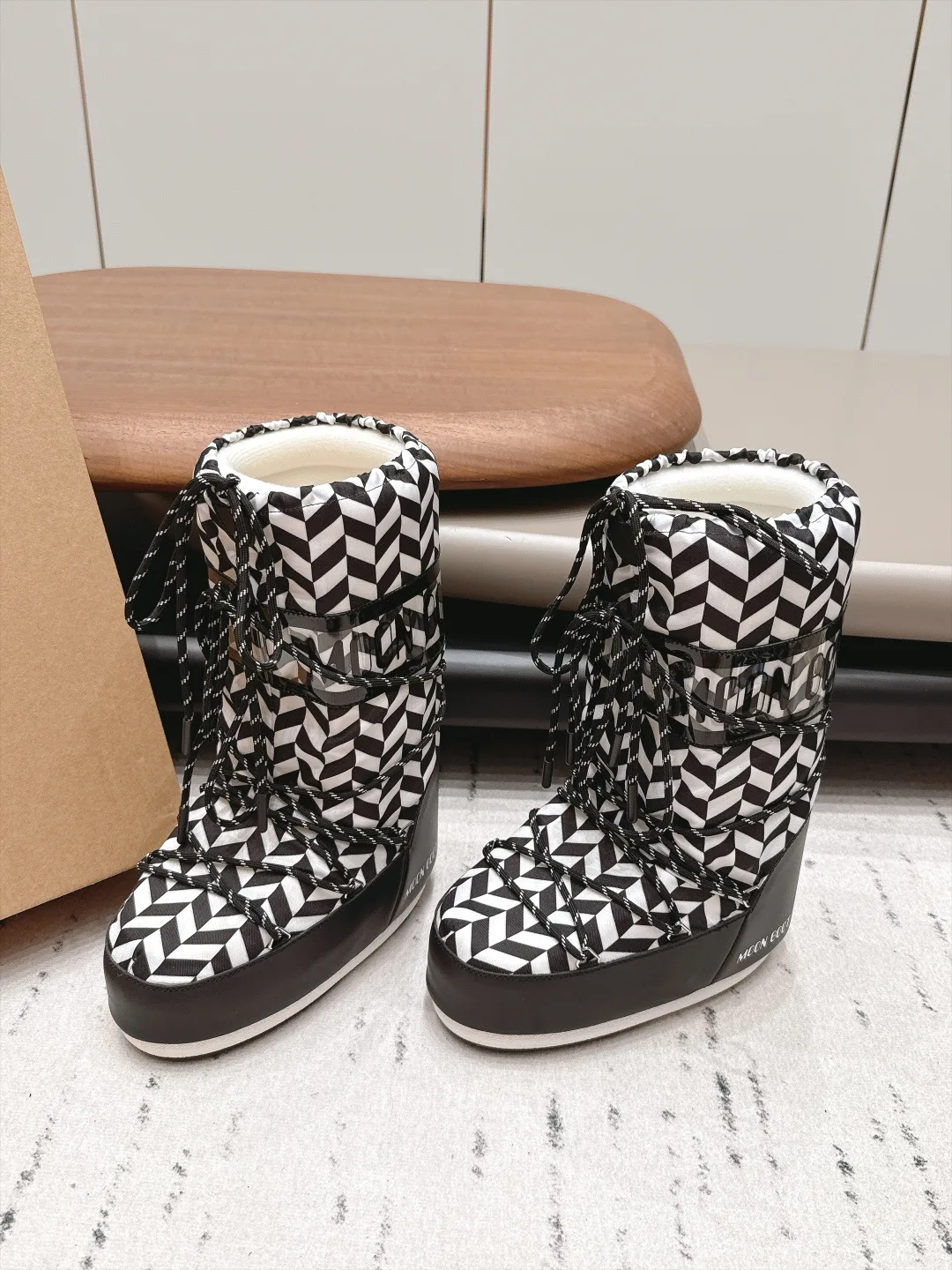 Moon Boot Lace-Up Snow Boots in Black · view 2