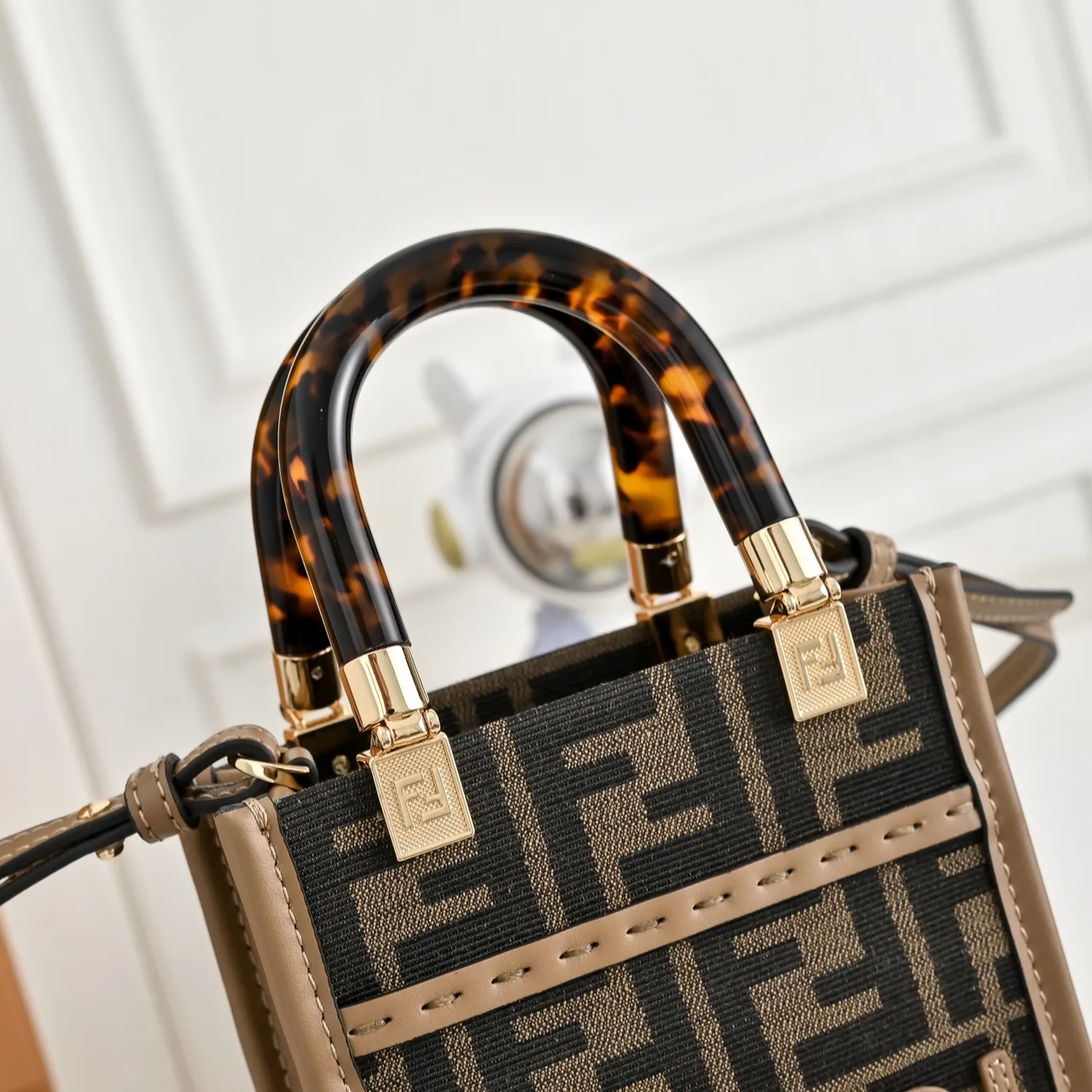 Fendi Mini FF Monogram Top-Handle Tote in Brown · view 4