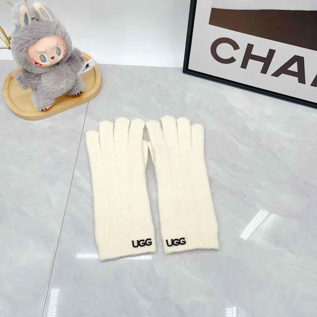UGG Wool Embroidered Hat Scarf and Gloves Set in White · view 7