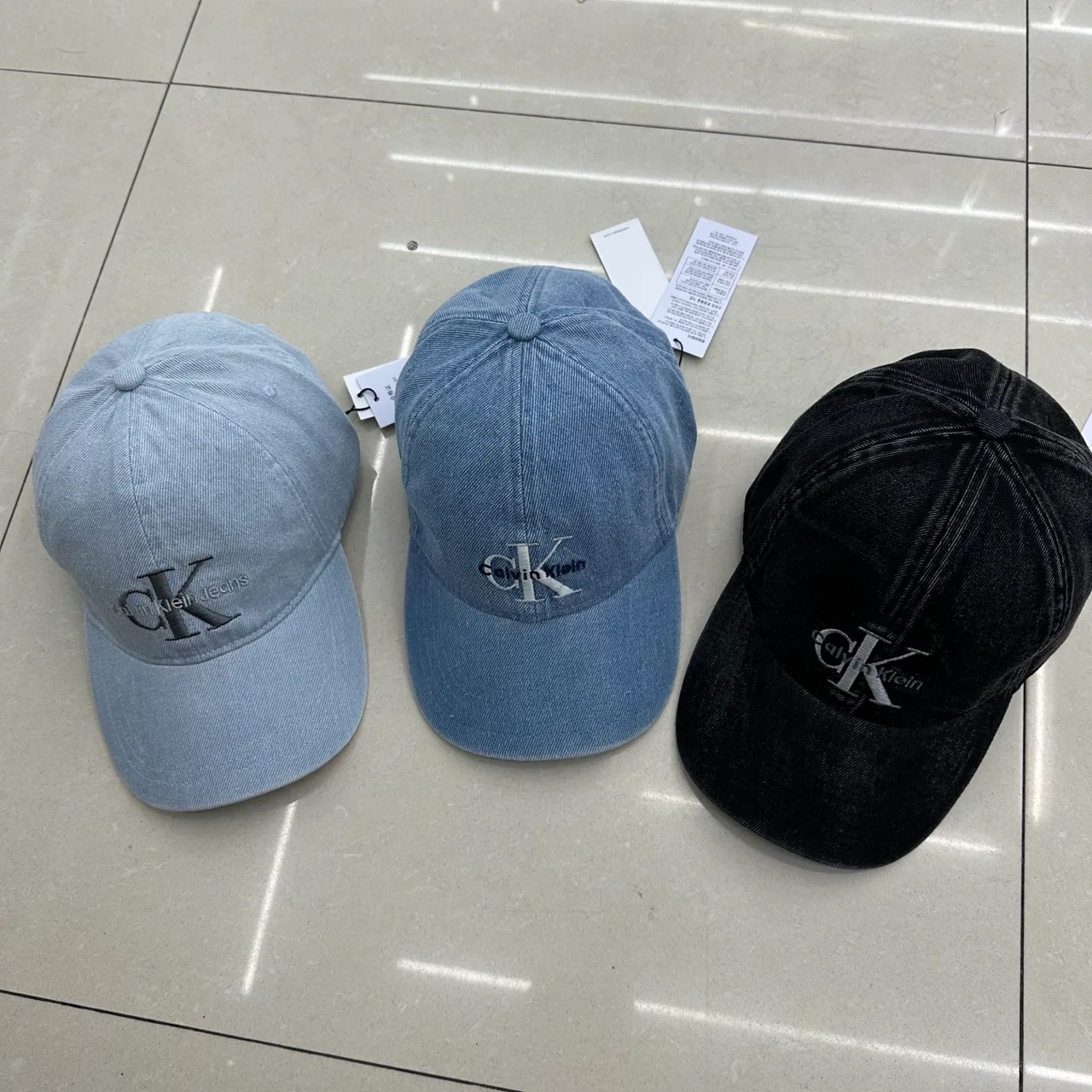 Calvin Klein Denim Baseball Cap in Blue & Black · view 6