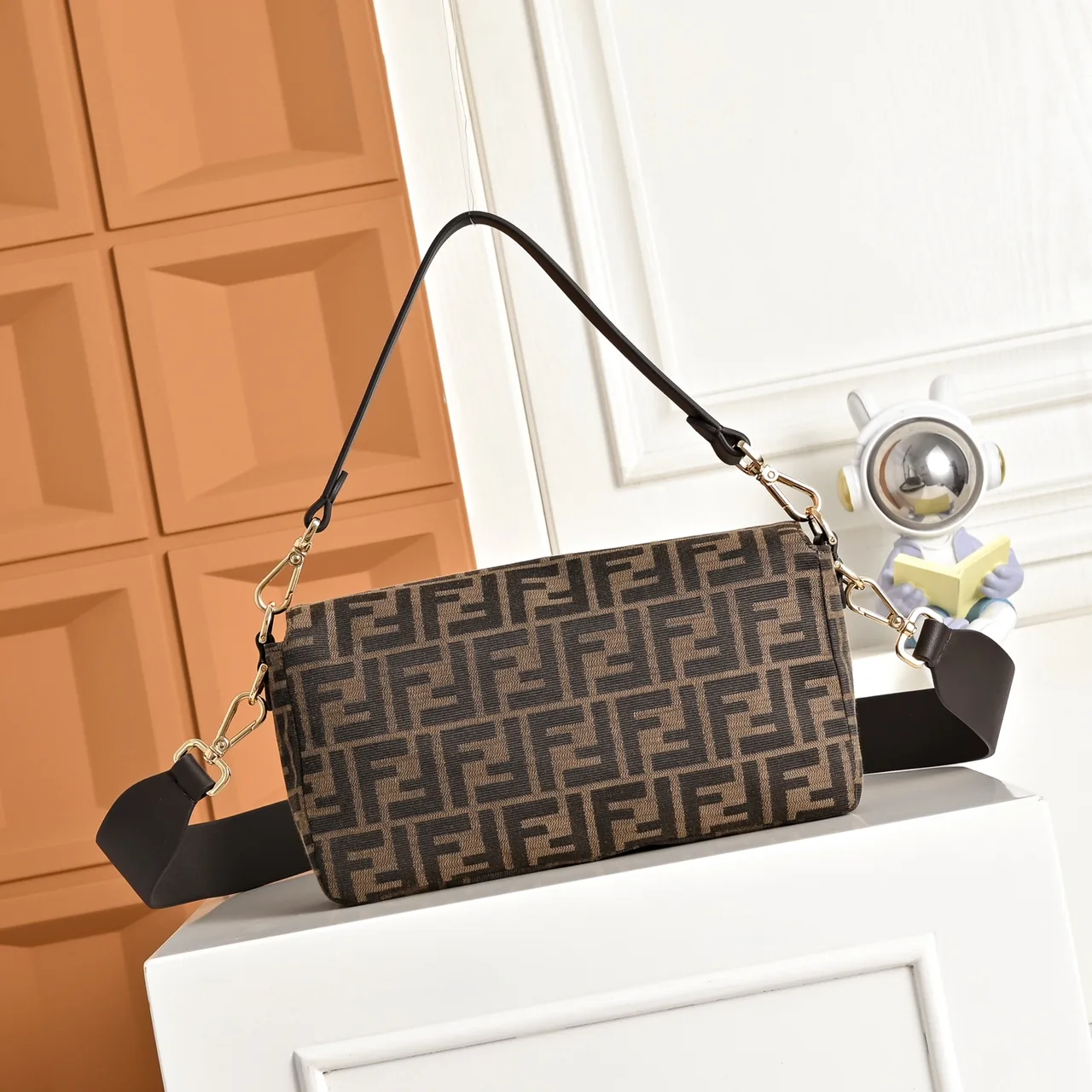 Fendi FF Monogram Baguette Bag in Brown · view 2