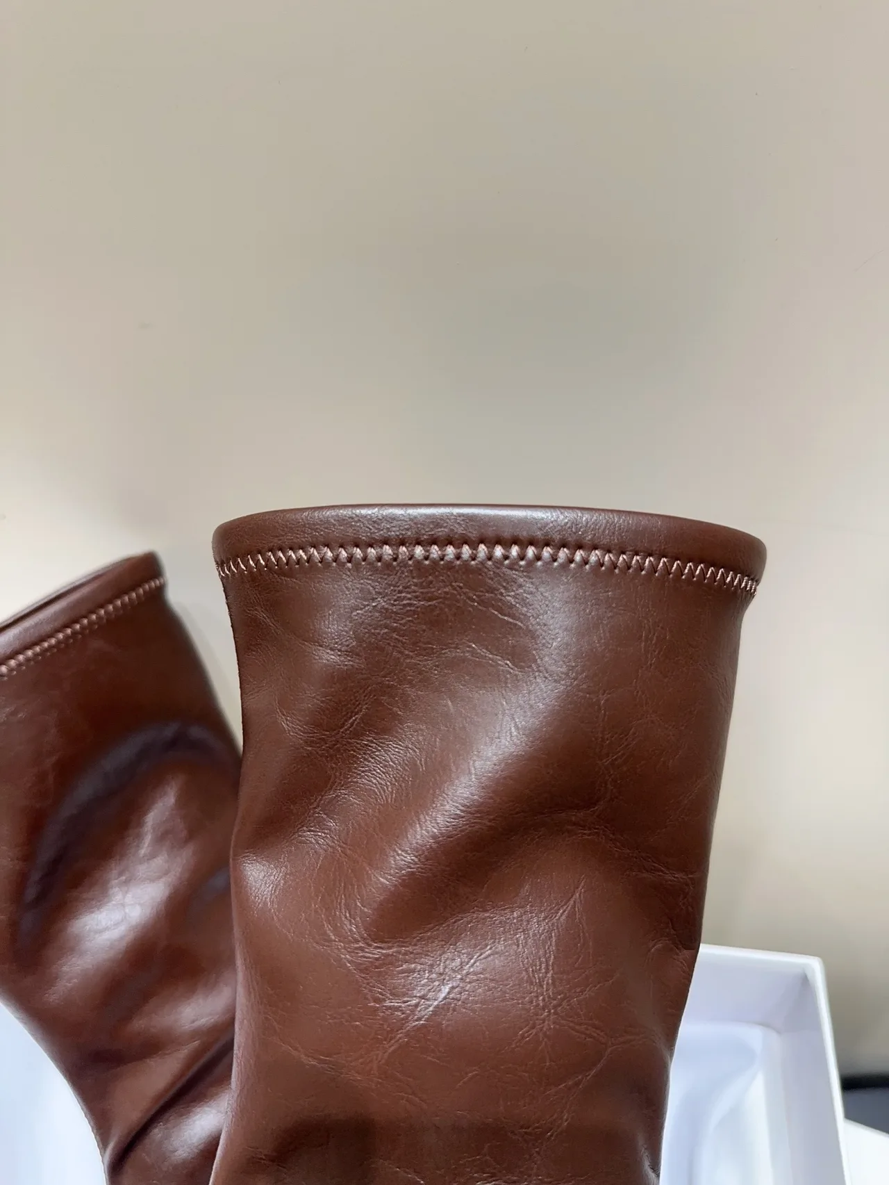 The Row Cowhide Sheepskin Glossy Round-Toe Square-Toe Ankle Boots in Brown · view 7