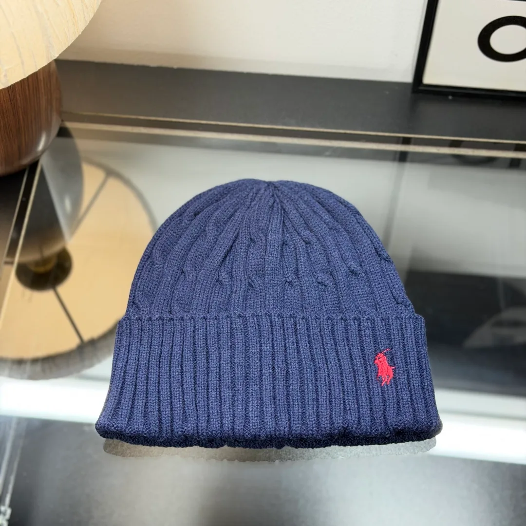 Ralph Lauren Cable-Knit Beanie in Blue & Grey & White · view 1