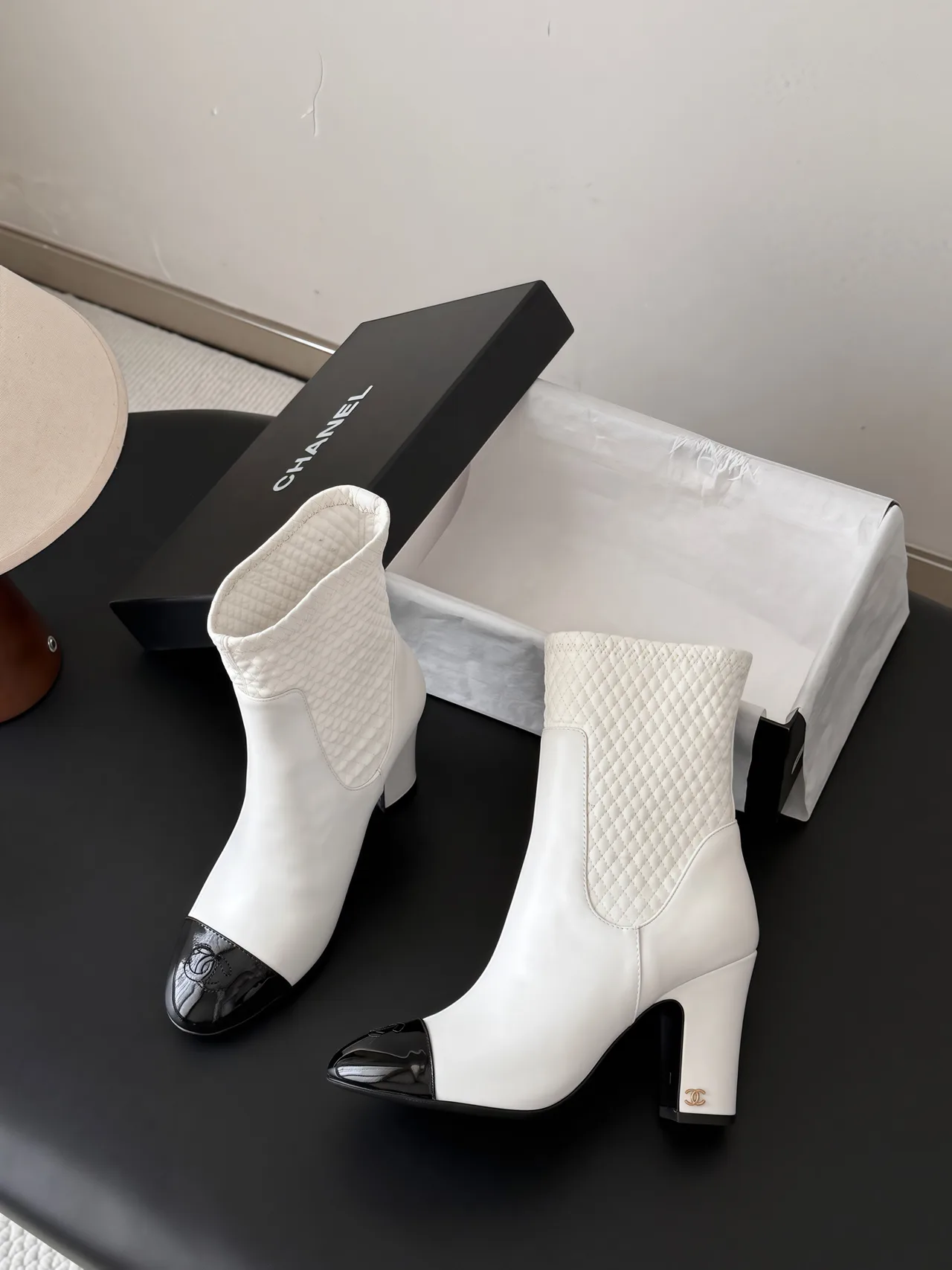 Chanel Cowhide Ankle Boots in White · view 4