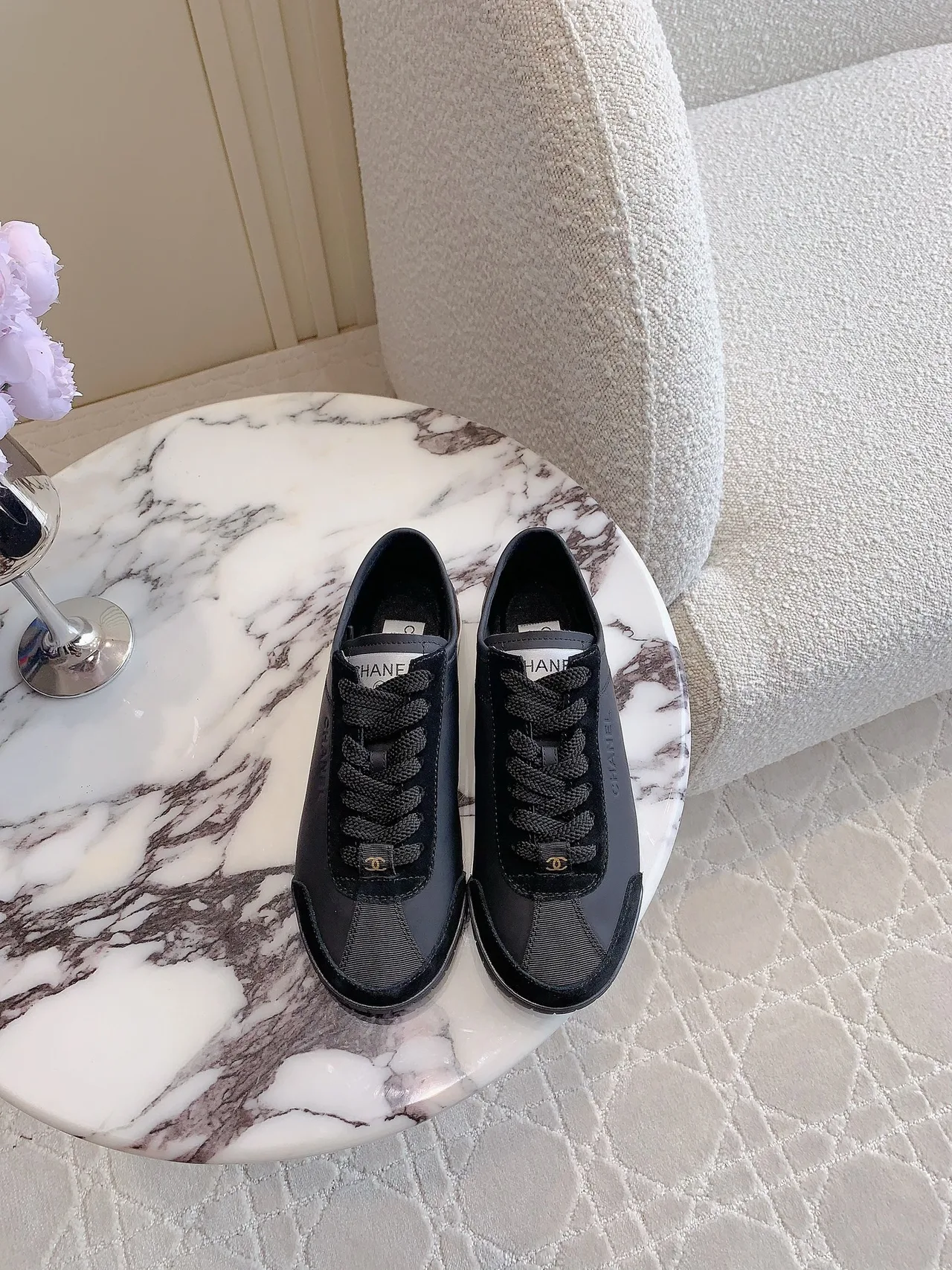 Chanel Cowhide Smooth Sneakers in Grey · view 1