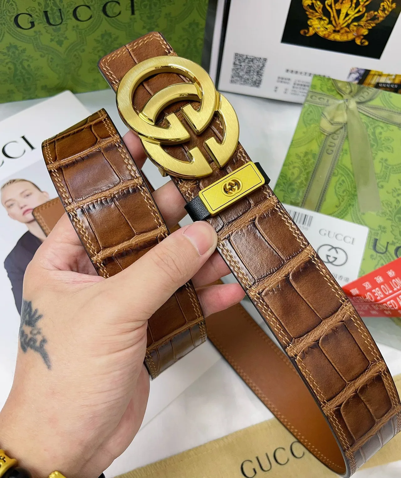 Gucci Cowhide Belt in Brown · view 3