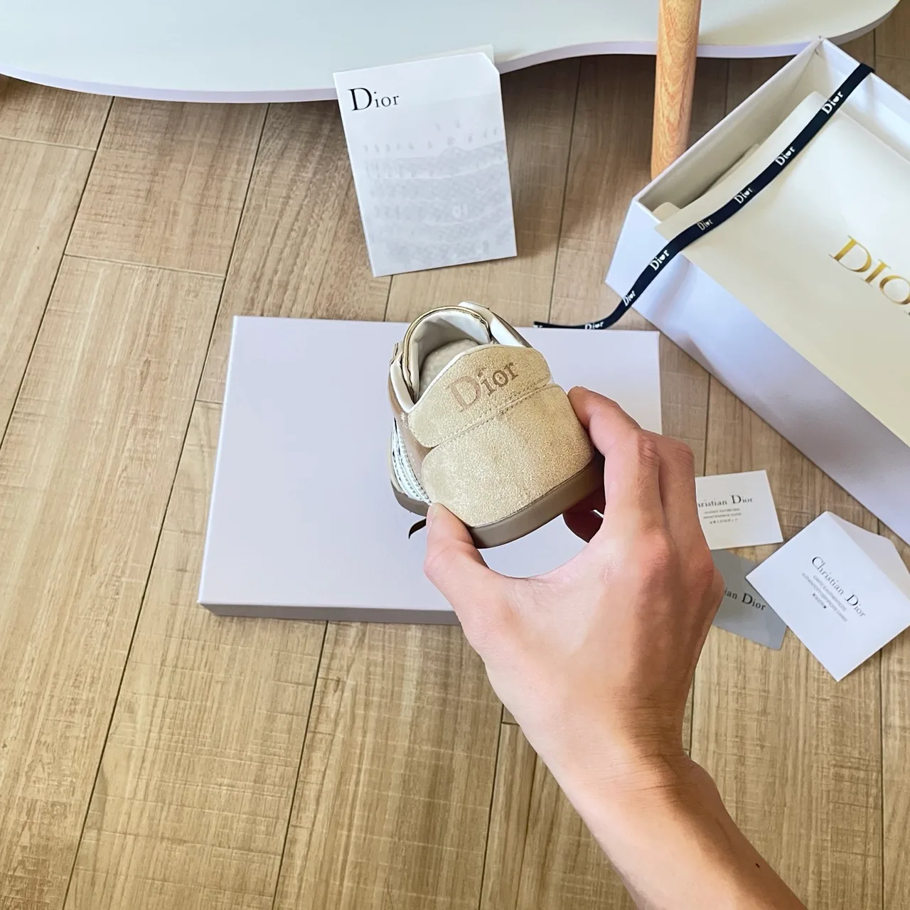 Dior Leather Sneakers in Gold · view 8