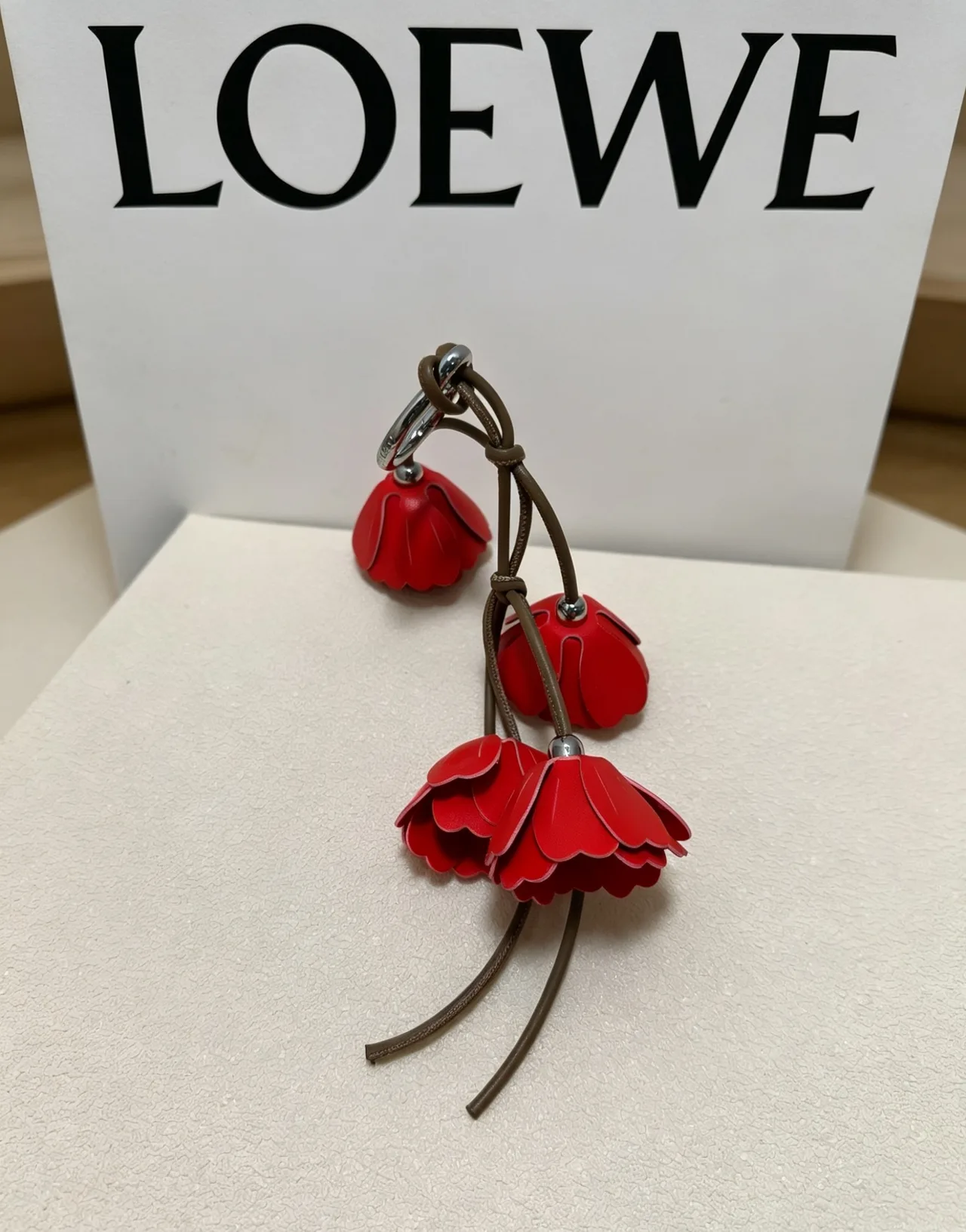 Loewe Leather Rose Bouquet Bag Charm in Red · view 2