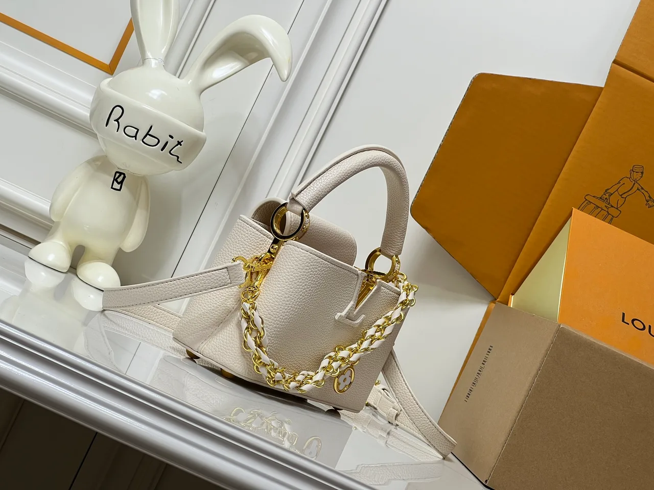 Louis Vuitton Cowhide Top-Handle Bag in White · view 2