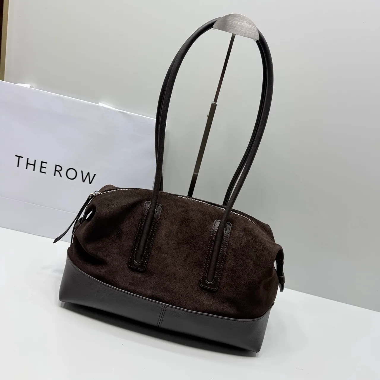 The Row Cowhide Suede Suede-Look Bowling Shoulder Bag in Brown · view 2